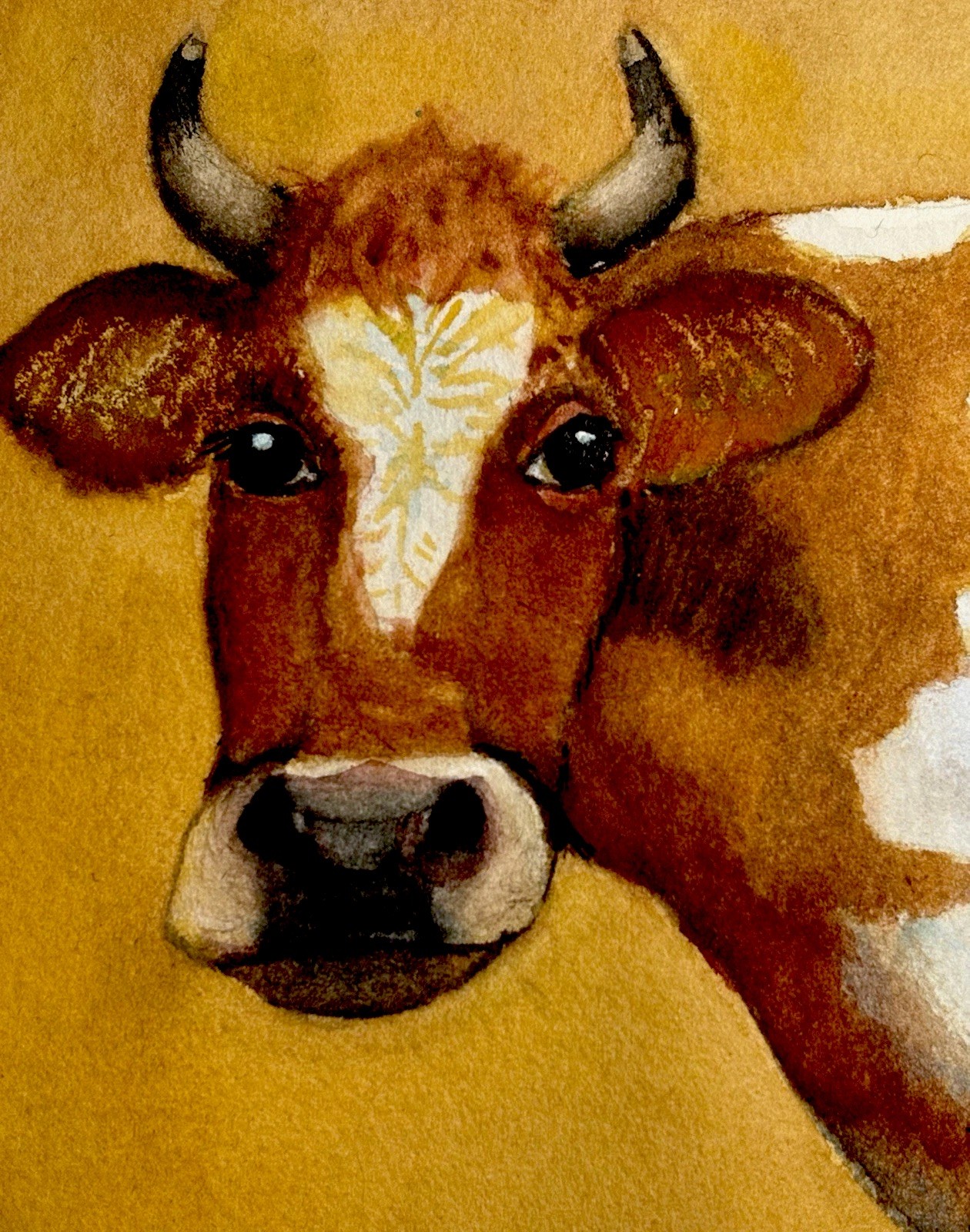 ORIGINAL Watercolor 5×5 Small Frame Gold Farm Kitchen Wall Desk Decor Gift Art
