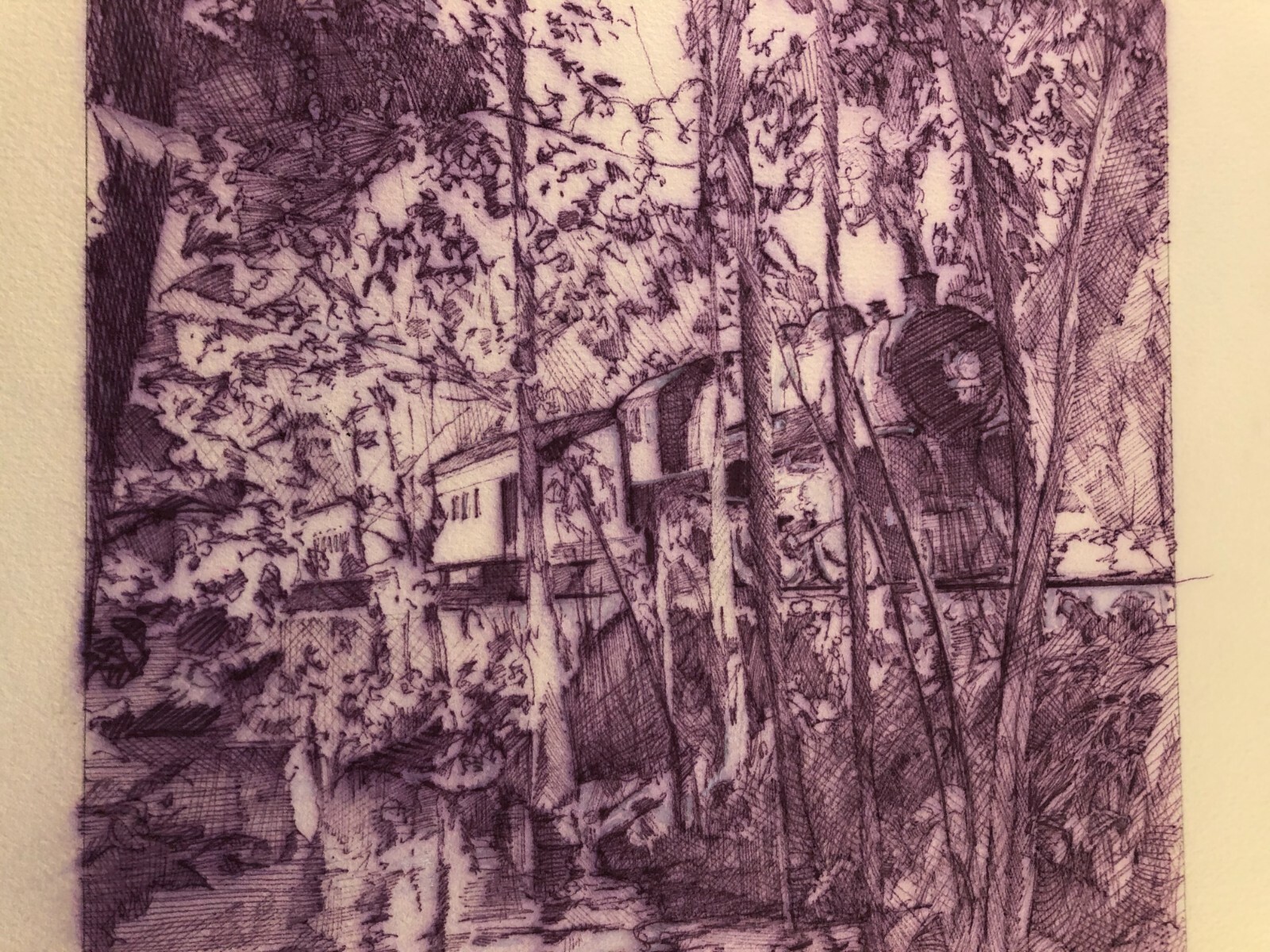 Rare Original Published Book Art Painting Steven Stroud Train