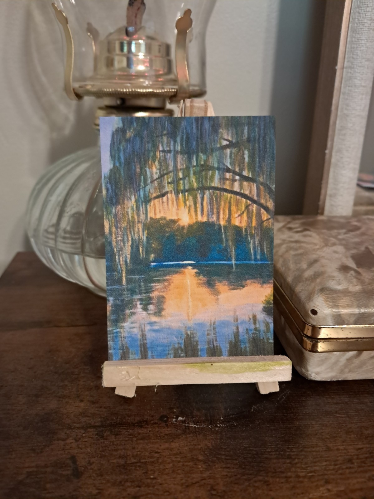 ACEO Sunset Willow Tree Lake Landscape Painting | Heartandhorizonart