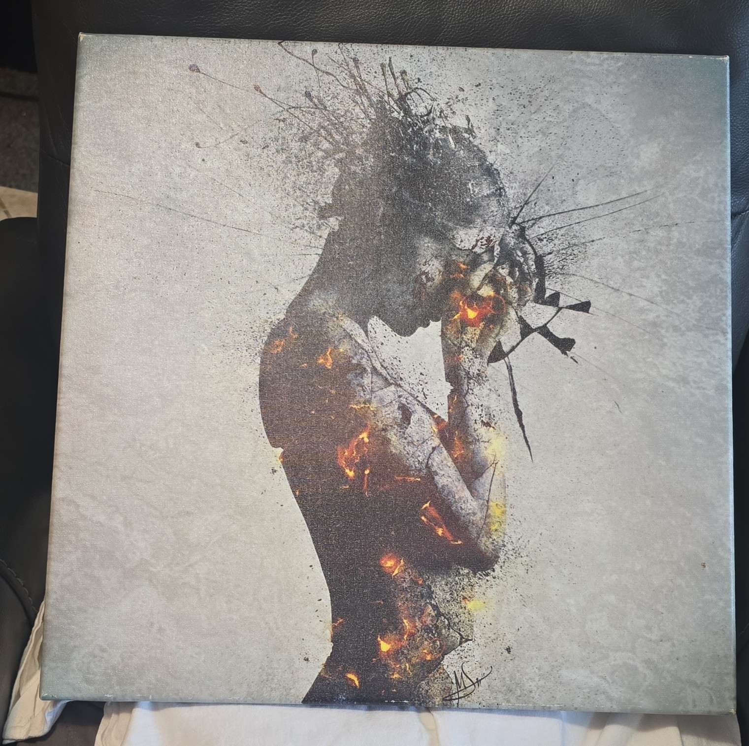 Abstract Woman Figure Canvas Painting, Medium Unframed Wall Art Single Piece
