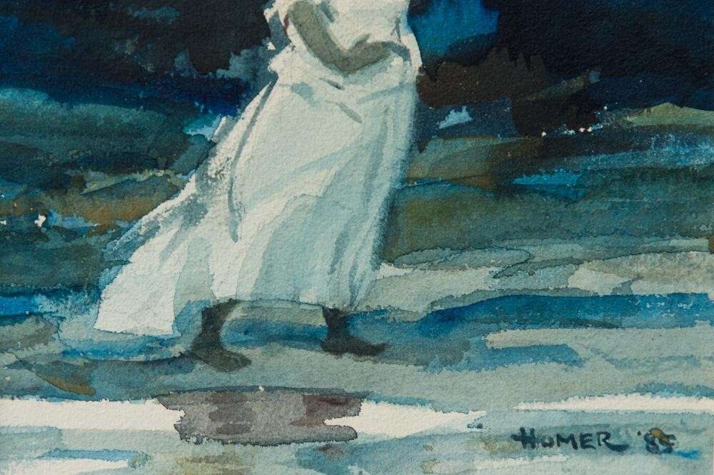 Original SIGNED Winslow HOMER, Bahama Beach Walker W/C on Paper 1885 GAURANTEED