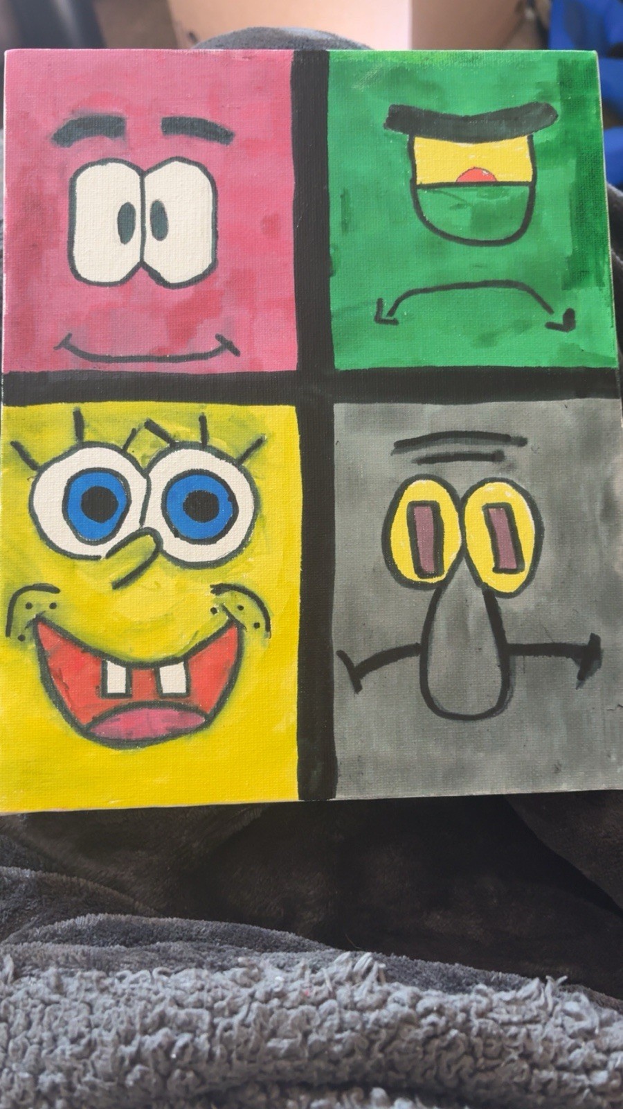 Small Unframed 4-Panel Cartoon Pop Art Animation Painting, 2020-Now