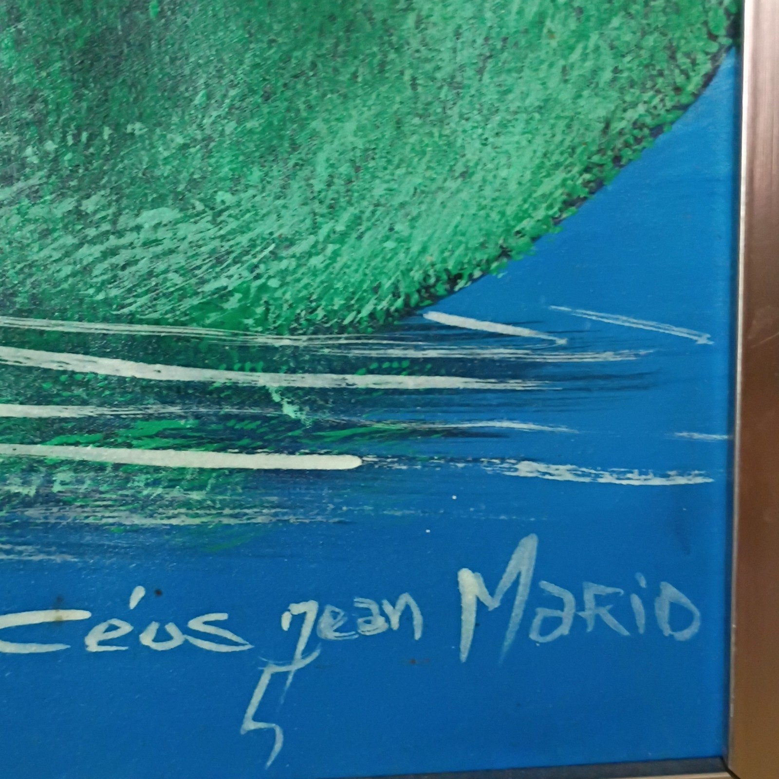 Céus Jean Mario Signed Large Surreal Portrait Landscape Canvas Painting Framed