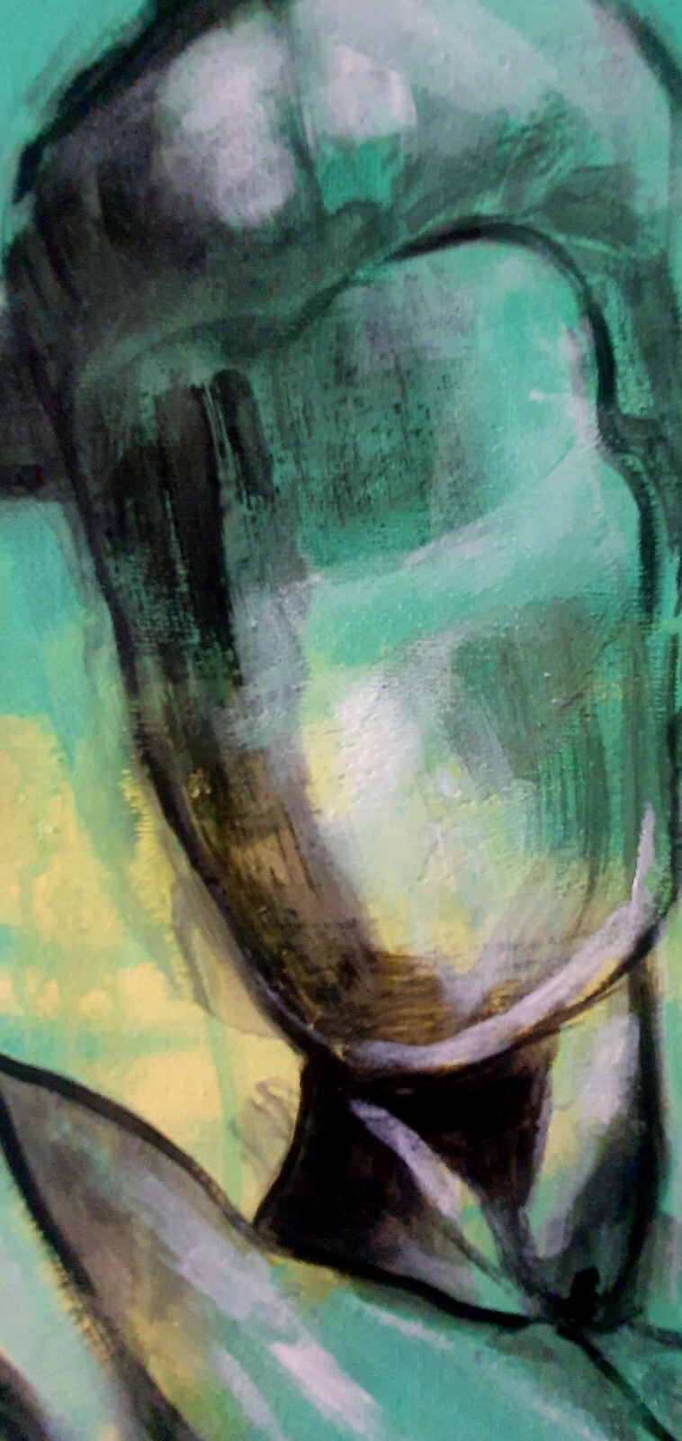 Bodybuilding on Canvas, Abstract Painted Male Torso, Figurative Art, Muscles 70×50