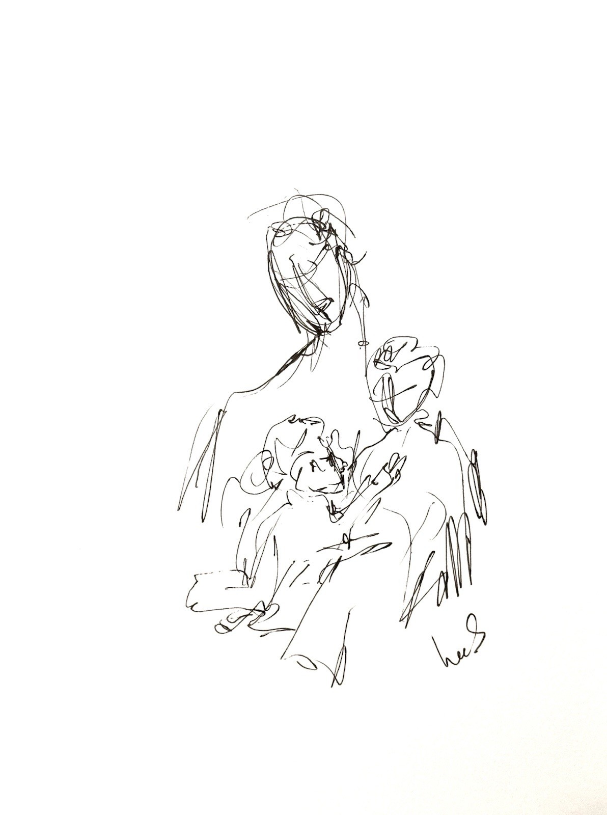 Original Abstract Expressionism 9×12 Mother and Child Mother’s Day Signed 19