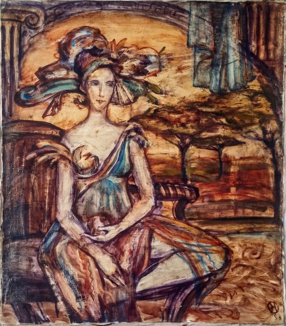 FEMME AU CHAPEAU” – Original Oil Painting (Expressionism, 1998)