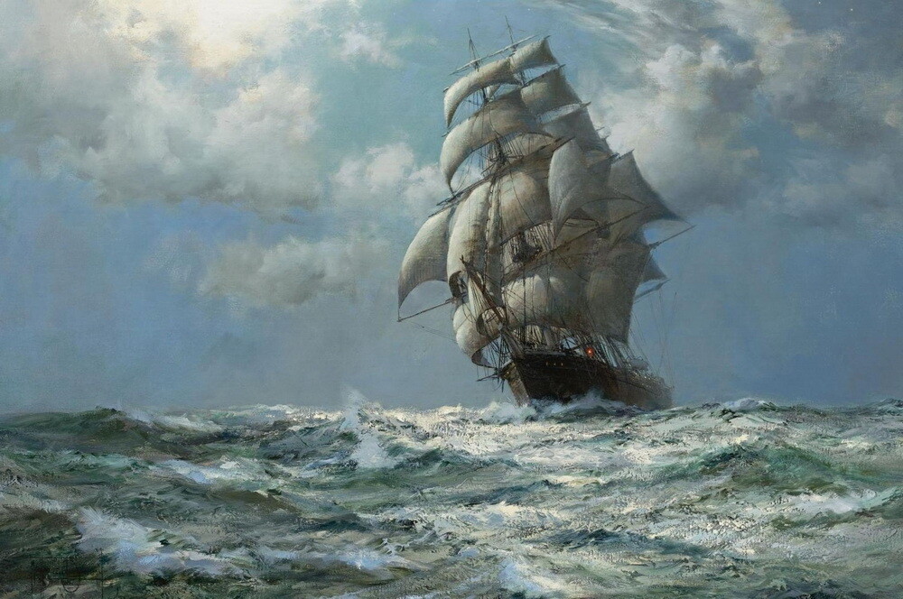 Art Giclee Printed Oil Painting Ship Sailboat Nautical Home Decor