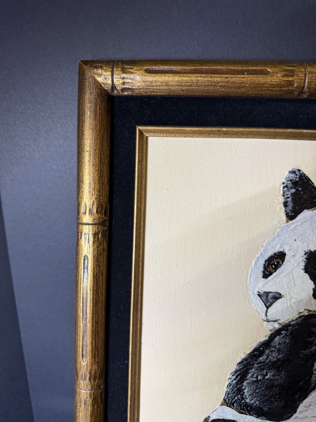 Vintage Original Signed Frank Walcutt Panda Dimensional Oil Painting w/ COA