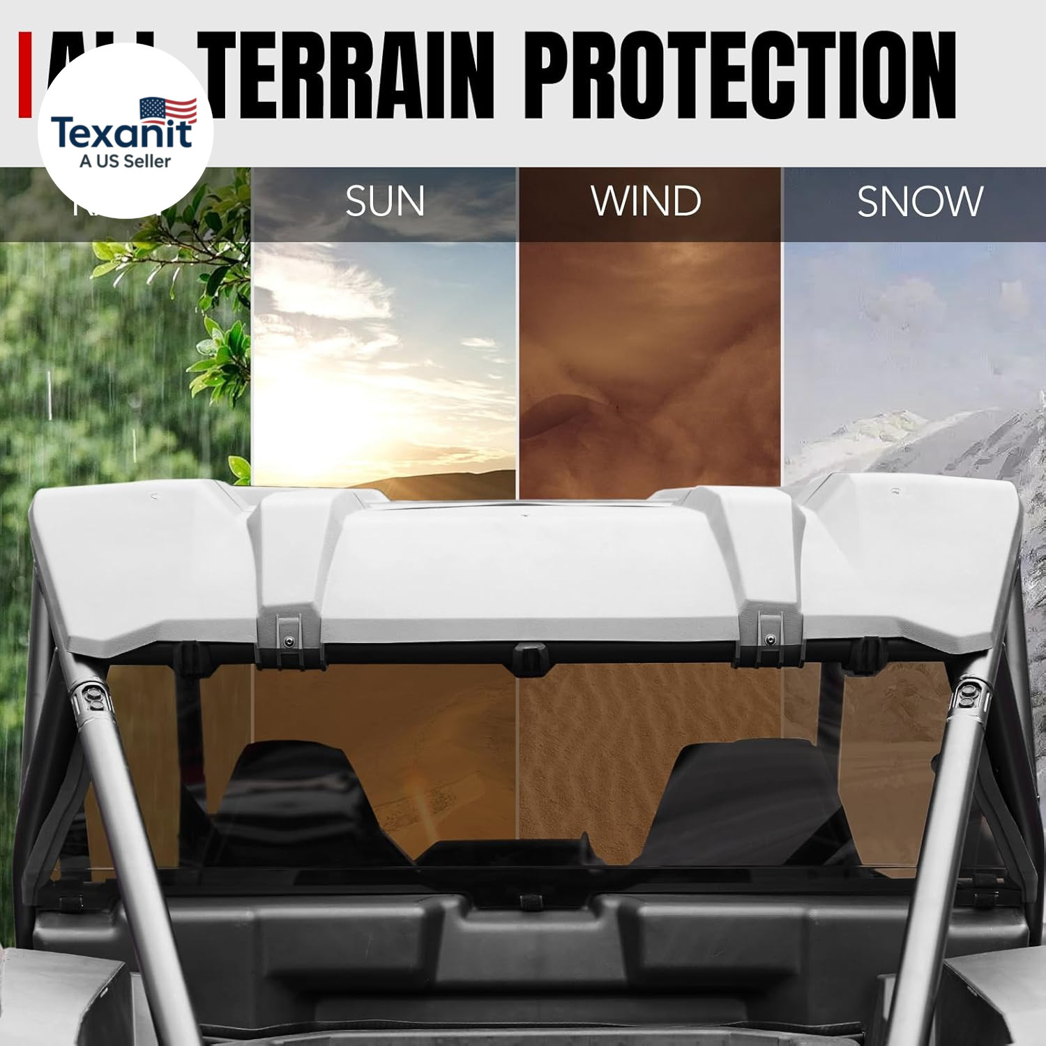 Tinted Rear Windshield for 2024 RZR XP 1000, Heavy-Duty Dark Hard-Coated Rear Wi