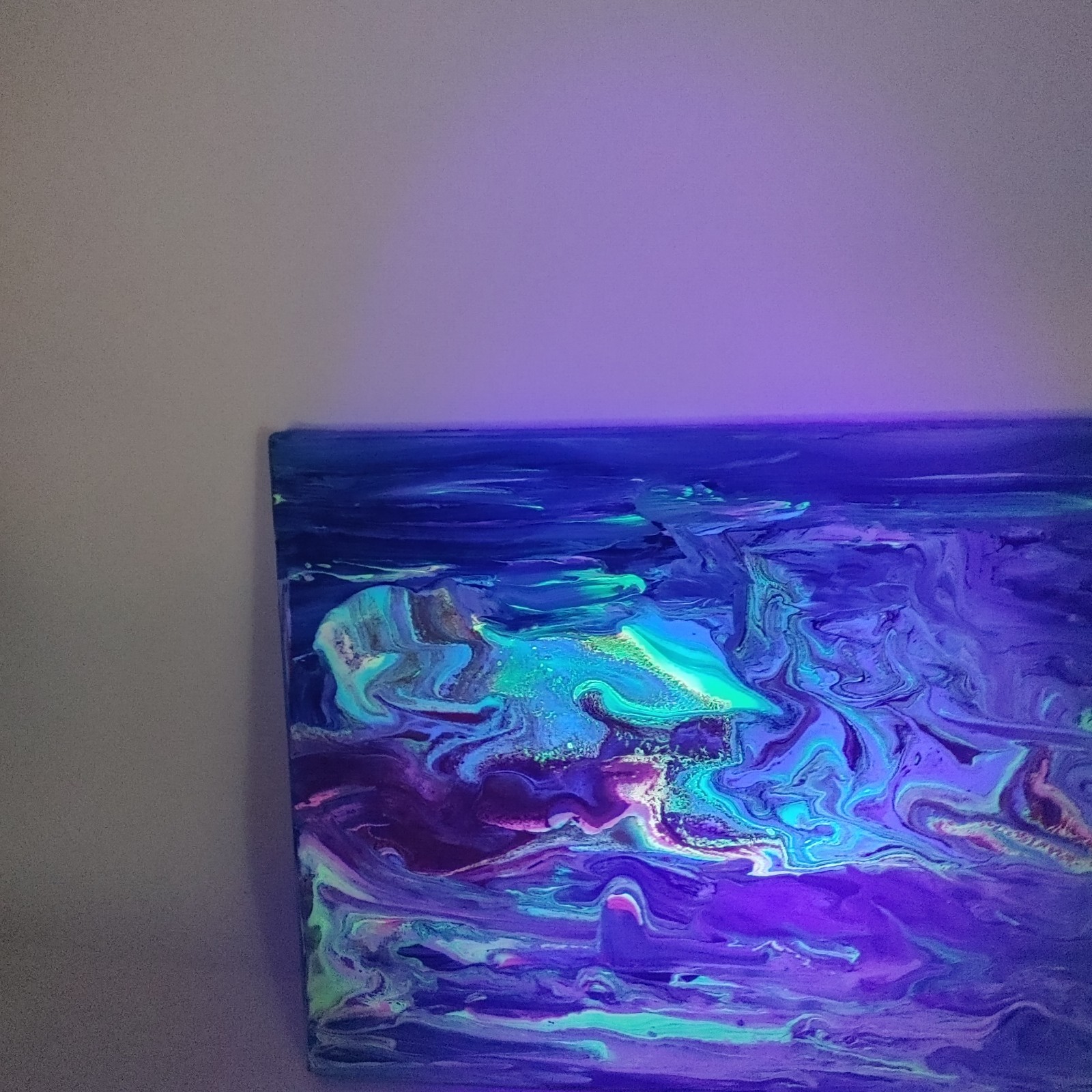 Original Acrylic Blacklight Painting – Abstract Medium Size 16″ X 12″