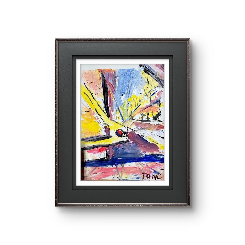 Through Bicycle Spokes Street Art Style Abstract Painting on 9×12 Paper
