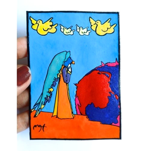 PETER MAX 1971 «Postrations» signed Pop Art Acrylic UV Radiant Hand Painting NEW