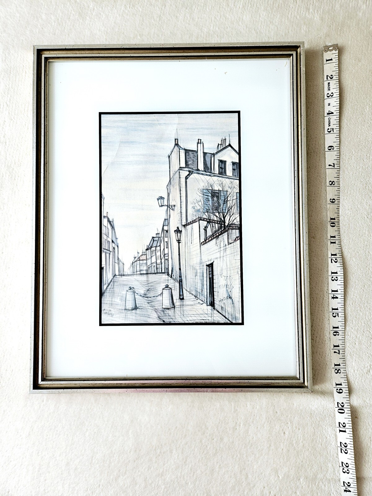 Listed French Artist, R. Lambert – MCM Paris Street Scene – 1962, Framed Litho