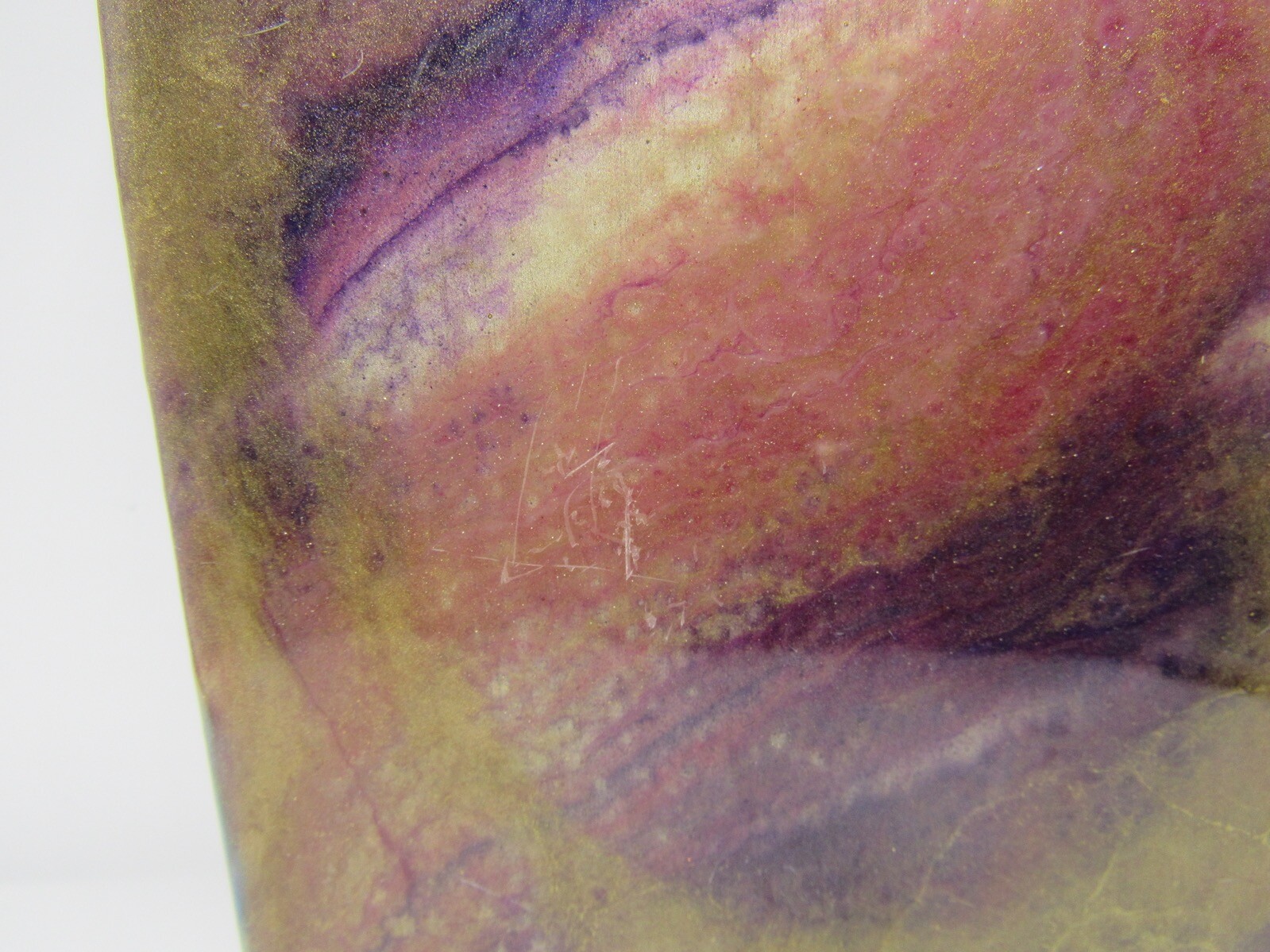 Signed Dee Dee Lantzy painting poured resin mixed media abstract pigment 6×6″