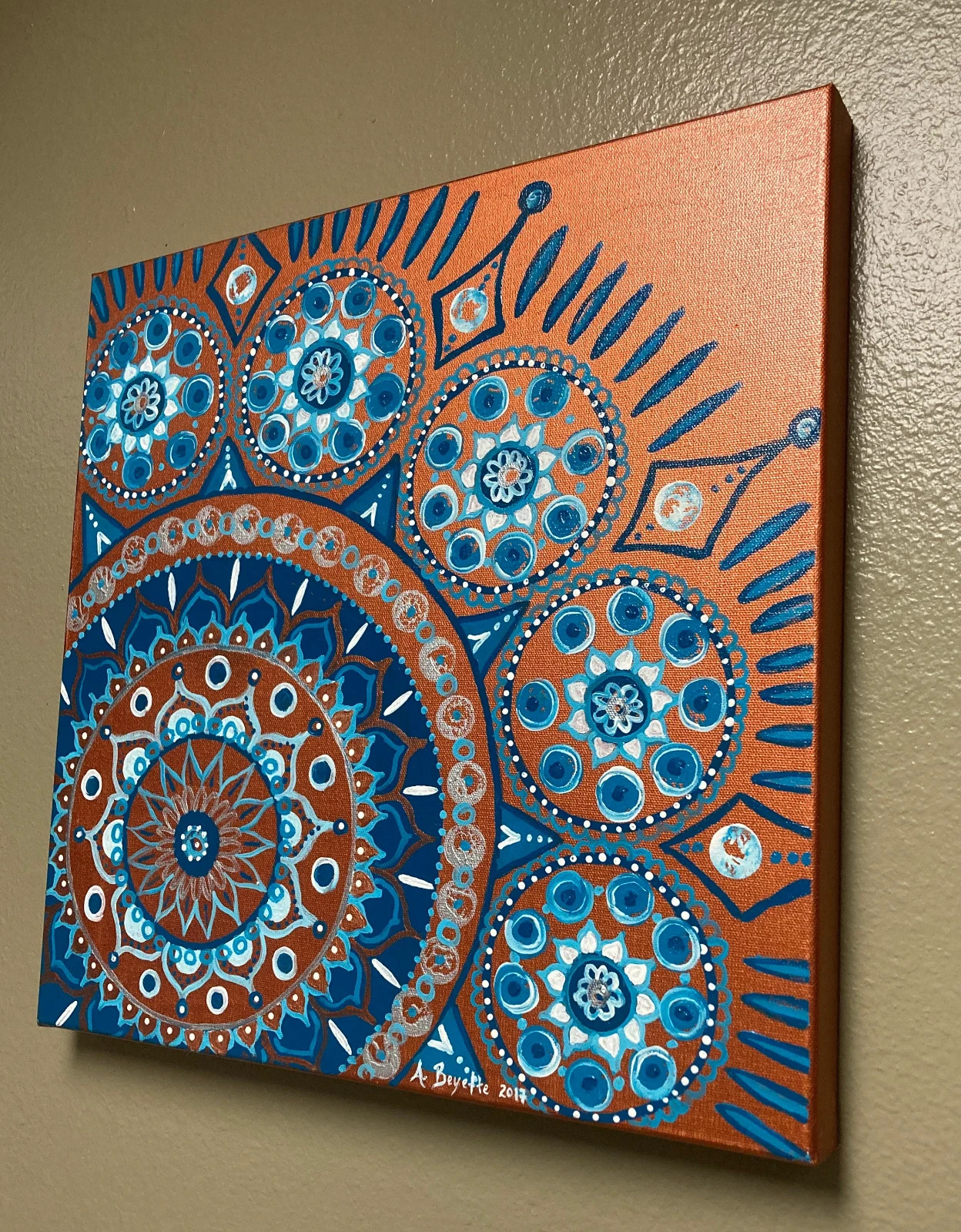 Abstract Painting MANDALA Acrylic Zen Spiritual Buddhism Meditate Circle Canvas