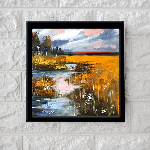 UKRAINE LANDSCAPE Oil painting contemporary 8×8 UKRAINE
