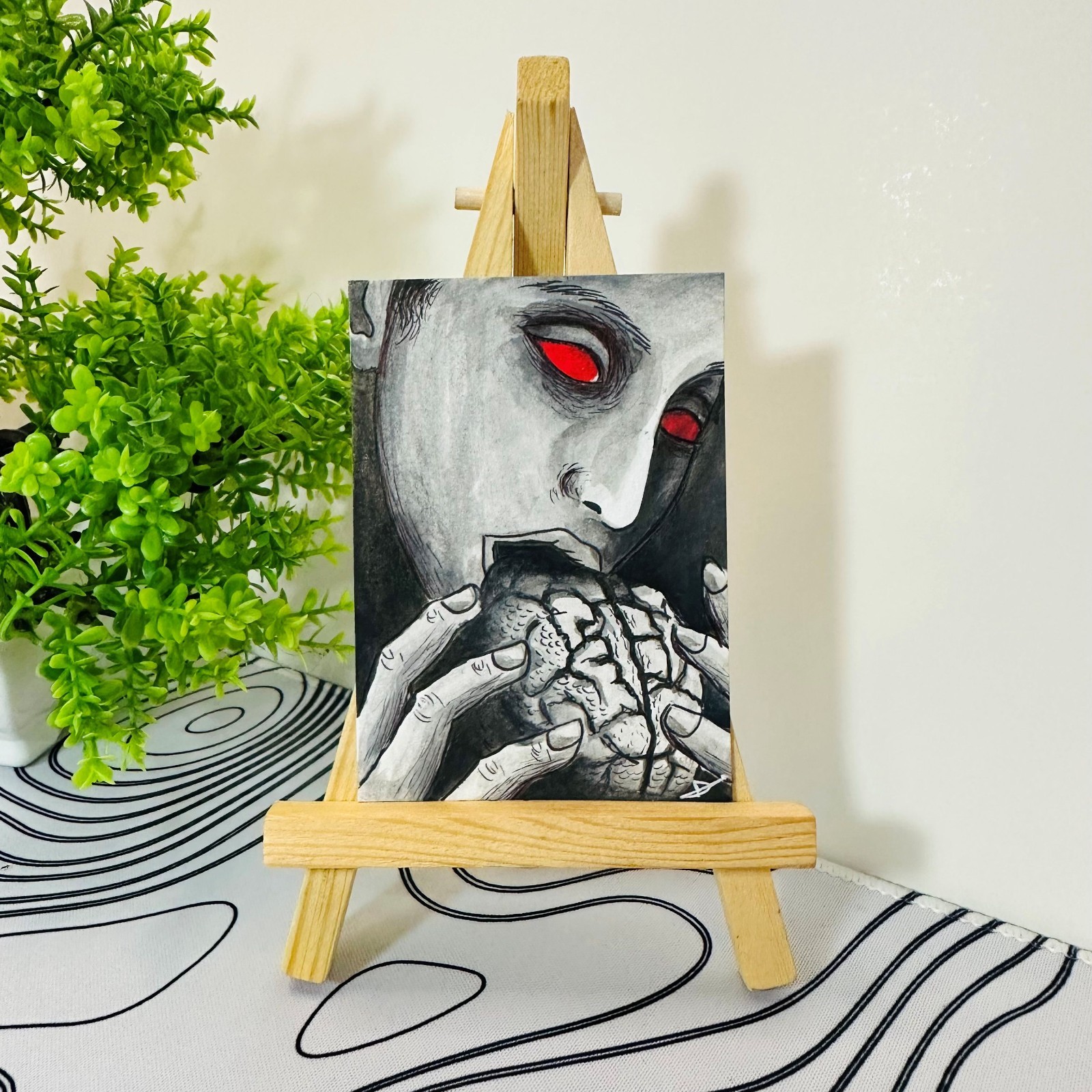 Brain Eater Dark ACEO Original Acrylic Painting Gothic Horror Human Portrait Art