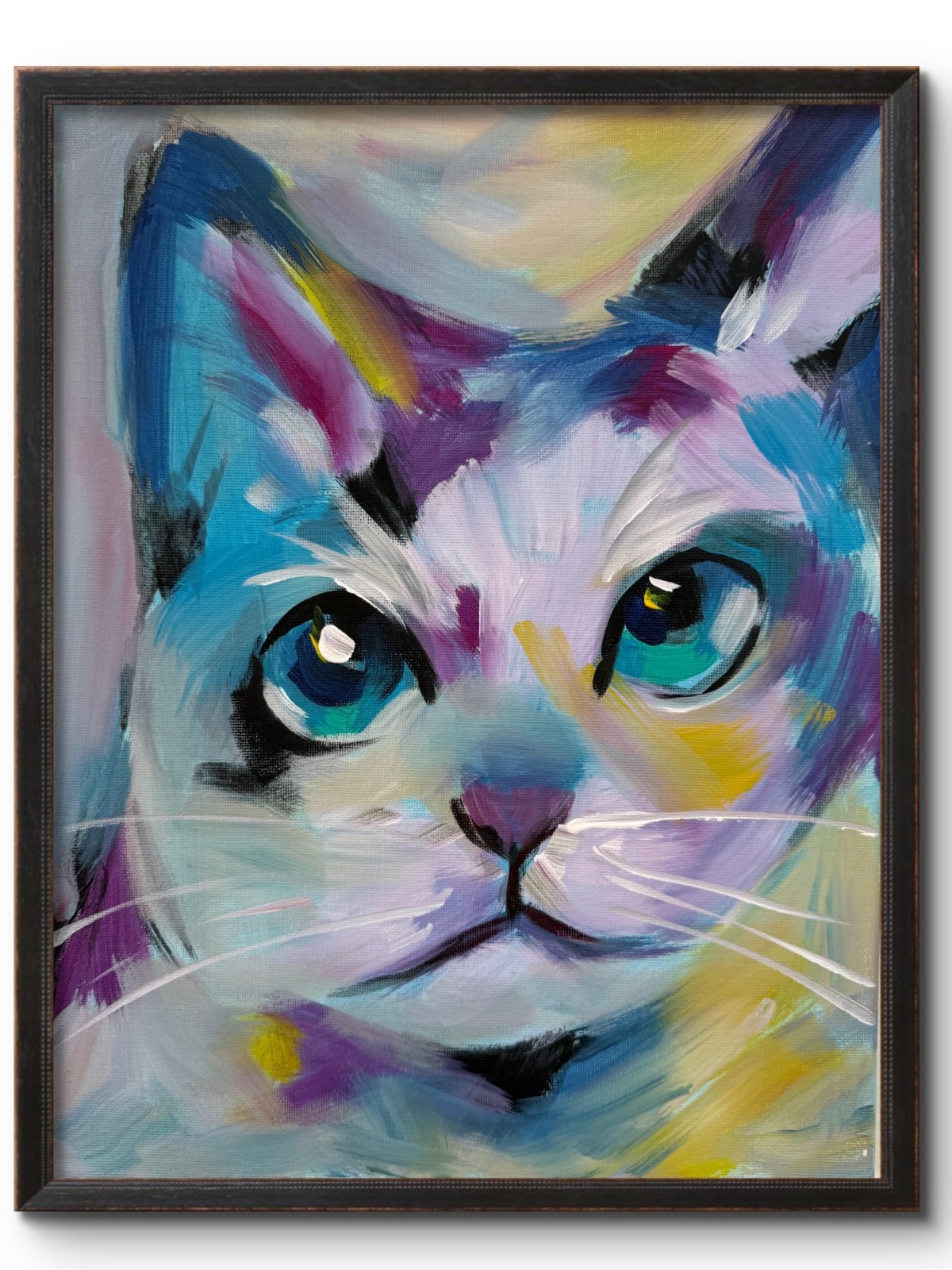 CONTEMPORARY CAT 11×14 ORIGINAL CANVAS ART EXPRESSIONISM