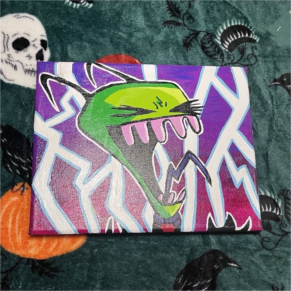 Original Canvas Painting – Graffiti Pop Art Cartoon Invader Zim – nostalgia art