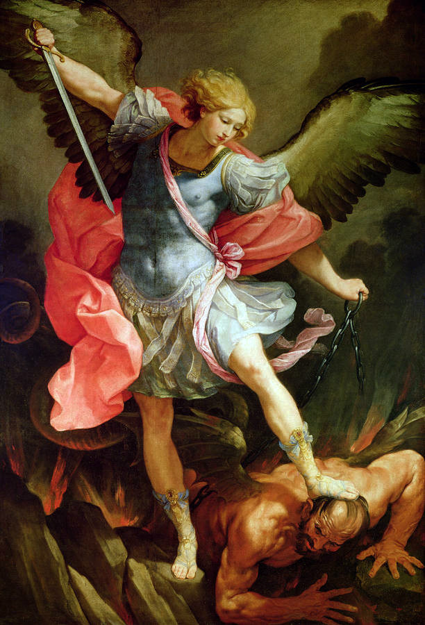 Handmade Oil Painting repro Guido Reni The archangel michael defeating satan