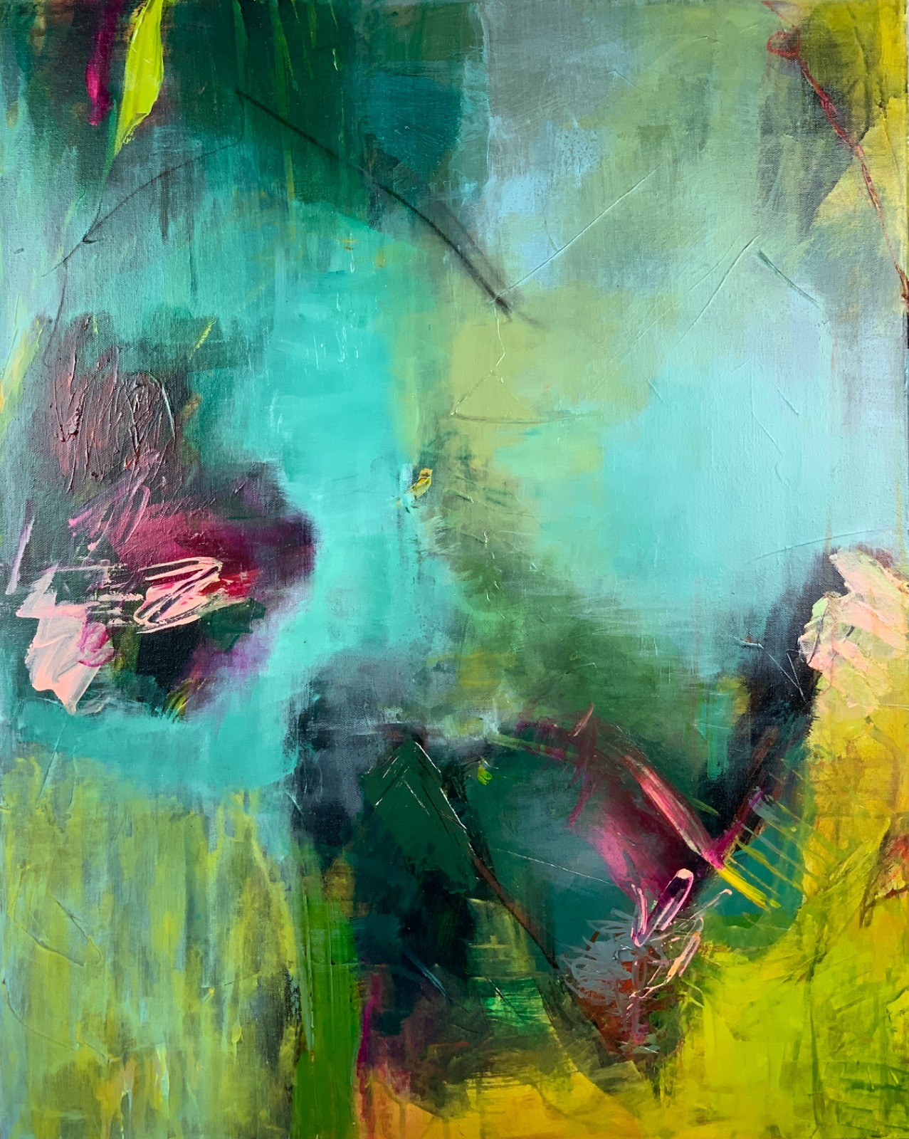 Original Signed Abstract Diptych Pamela Gene Miller Calm Series Acrylic Art