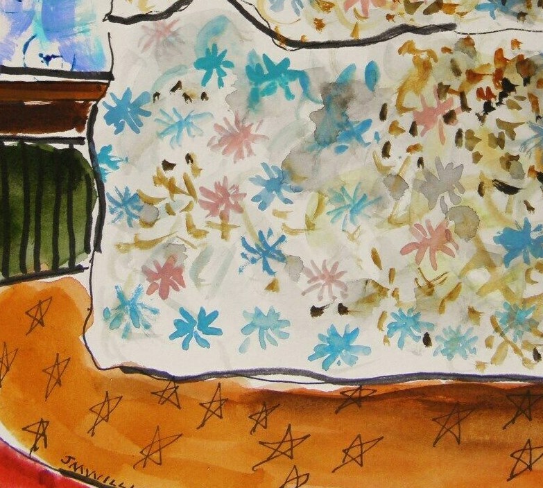 Original Bakery Sketch Food Watercolor Impressionism
