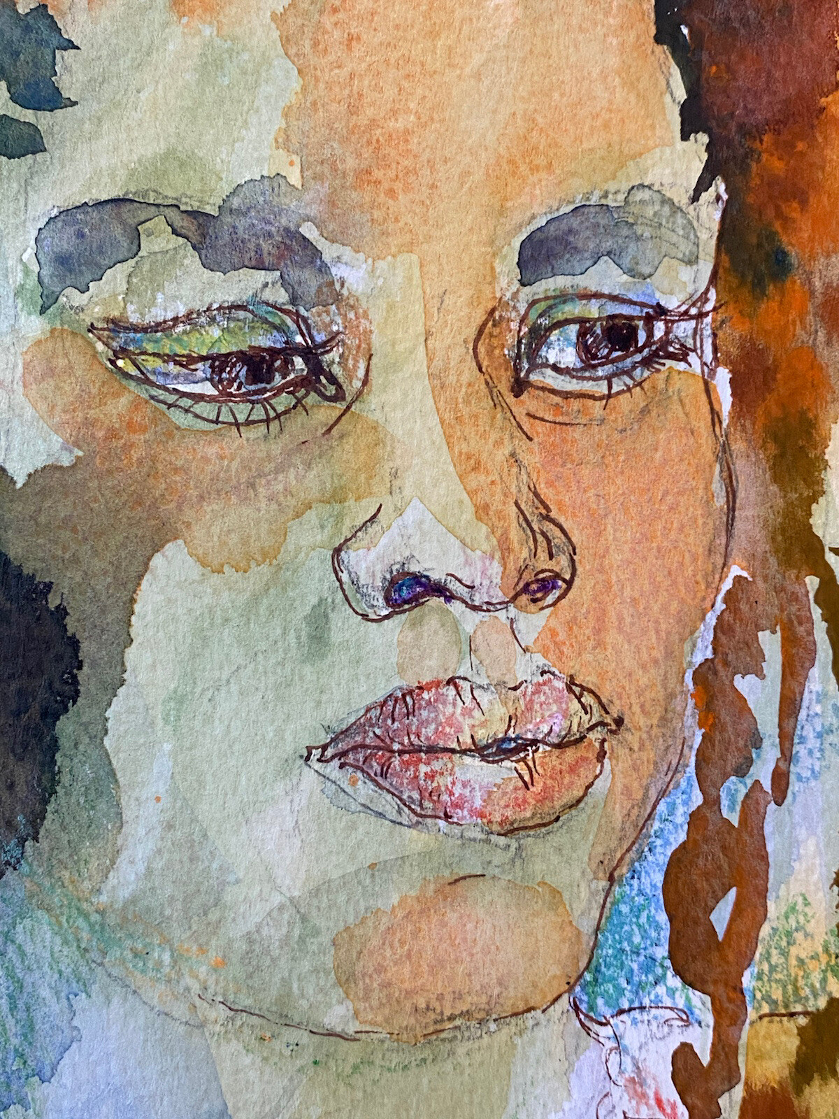 Pat Beck Ca Vintage Expressionism Modernism Study Black Female Portrait Painting