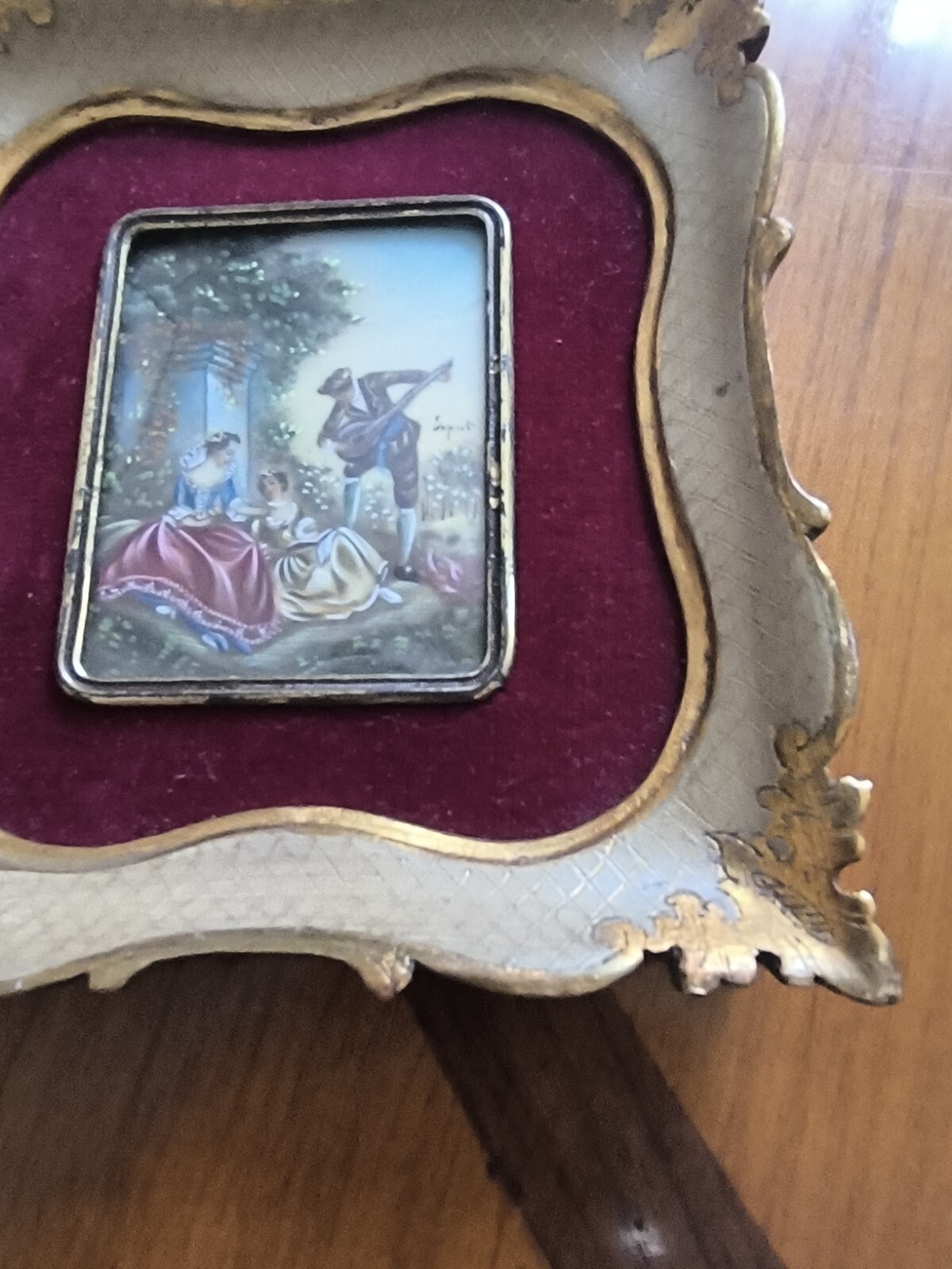 Painted Miniature ‘The Music Lesson After Nicolas Lancret’ Signed Esprit