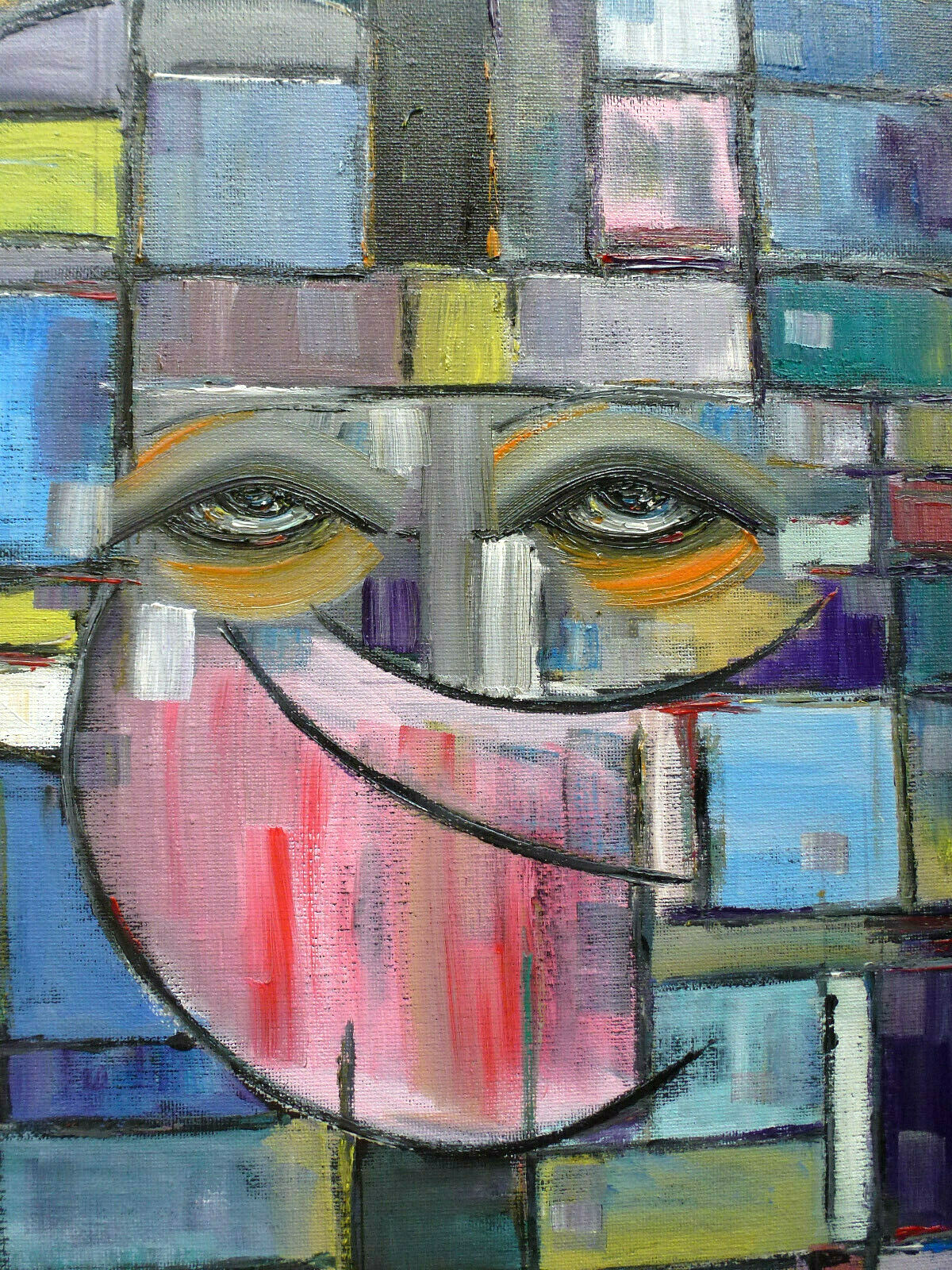 A DARK FOREST eyes NEW oil painting original 16×20 BLACK canvas signed Crowell