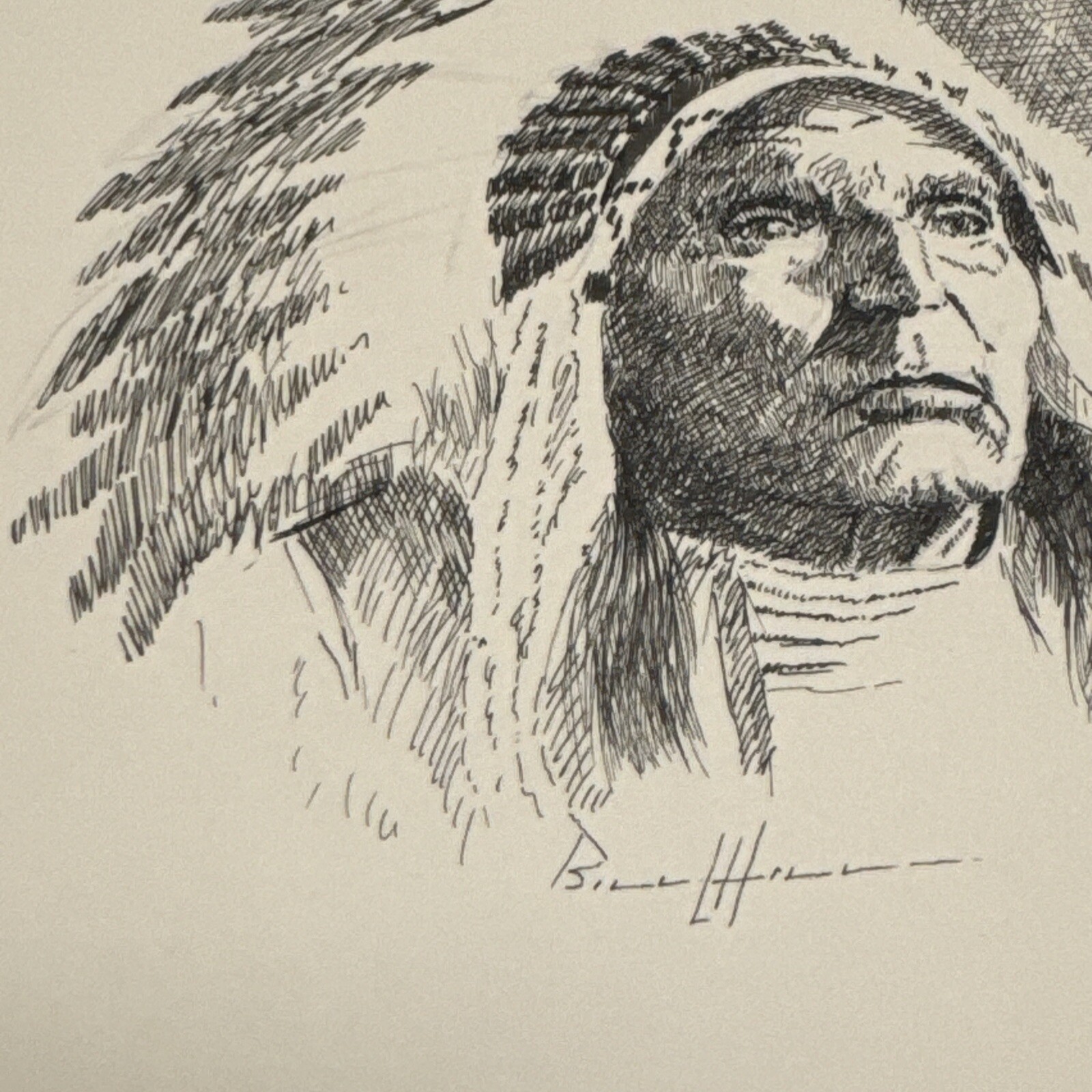 WILLIAM LEE HILL DRAWING FAMOUS NATIVE AMERICAN INDIAN PORTRAIT TRIBAL LISTED