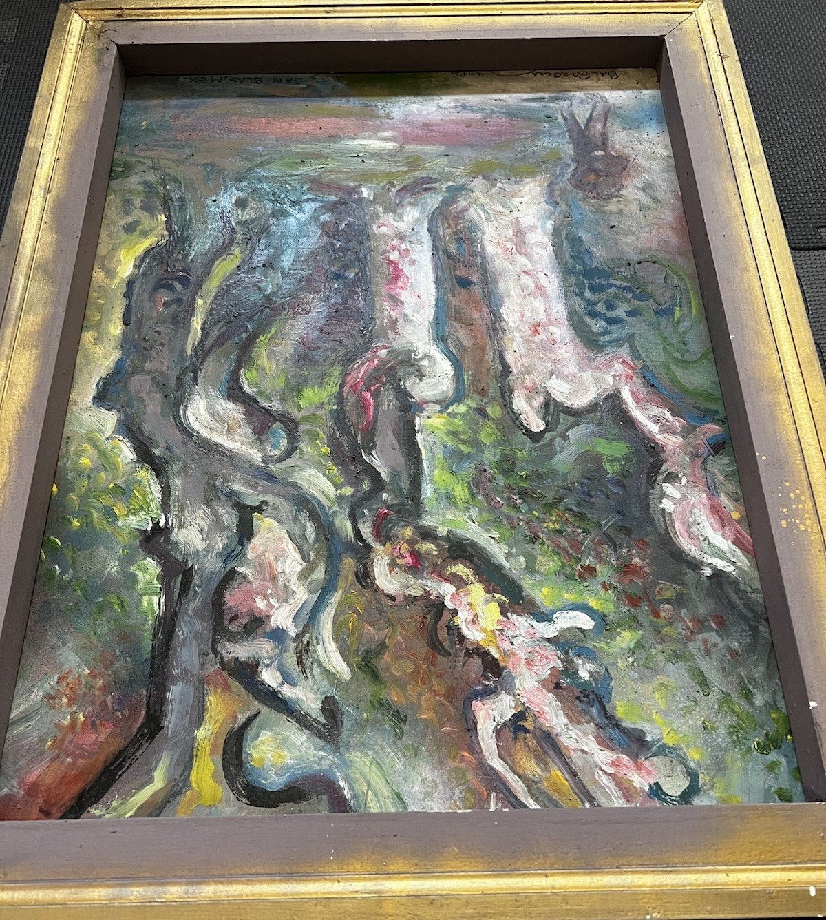 Vintage Acrylic Painting “The Man and The Magical Jungle” by Bill Rakocy