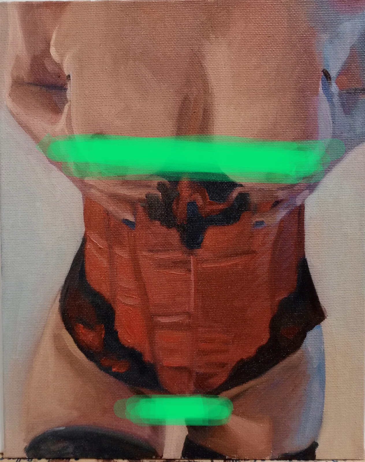 Female Risque Nude Oil Painting, 10″X8″ Signed and dated Read Desc. Corset