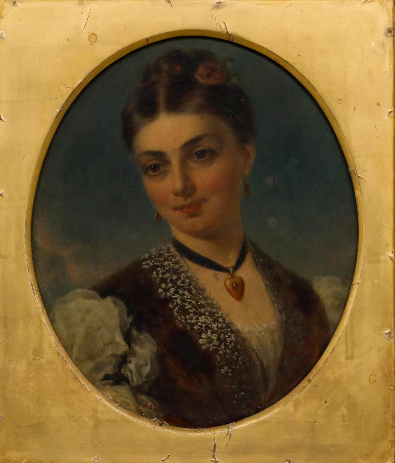 Arthur Miles (act.c.1851-1880) – Framed 1878 Oil, Portrait of a Lady