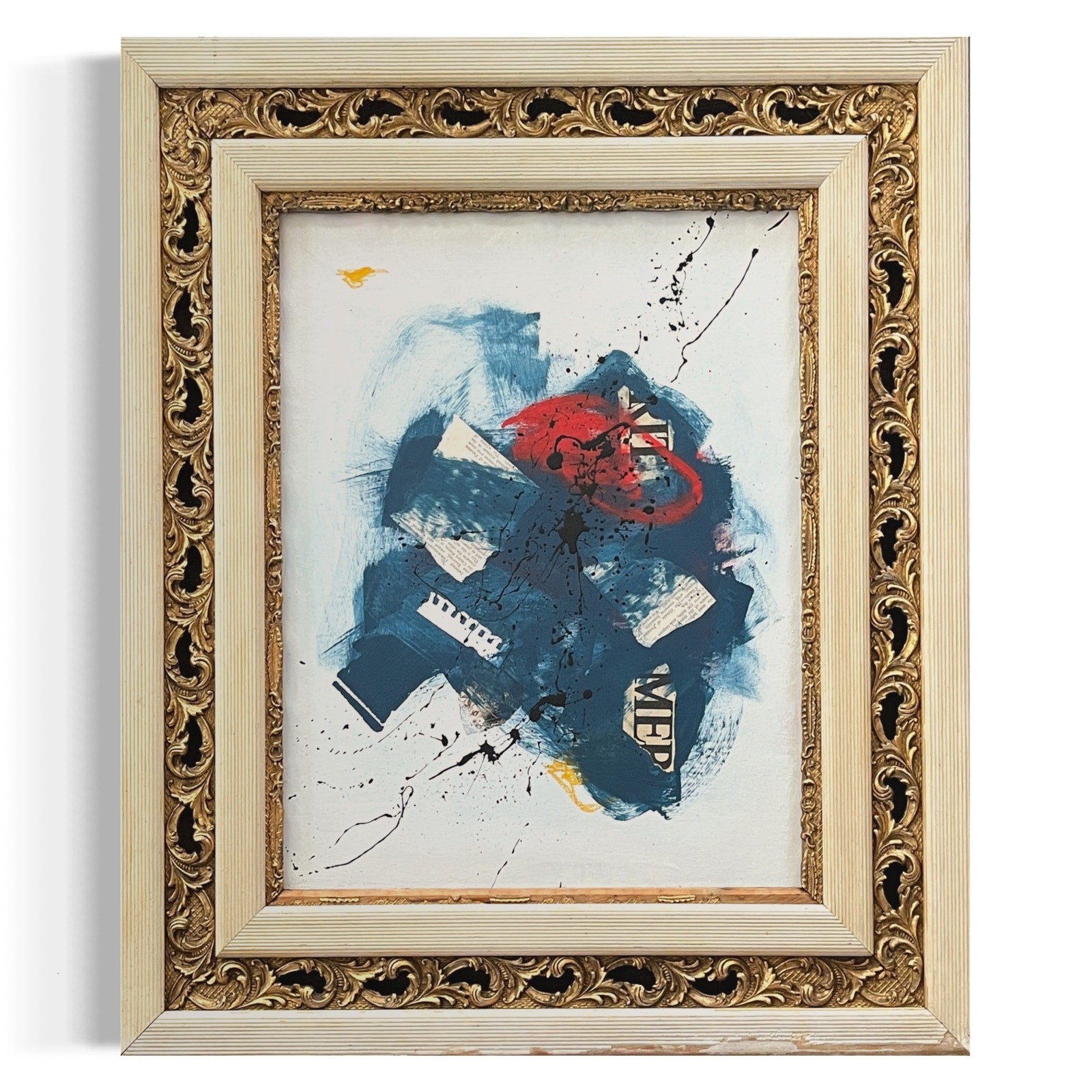 Original Ornate Framed Mixed Media Abstract Art Painting 25×29″ “Merit” With COA