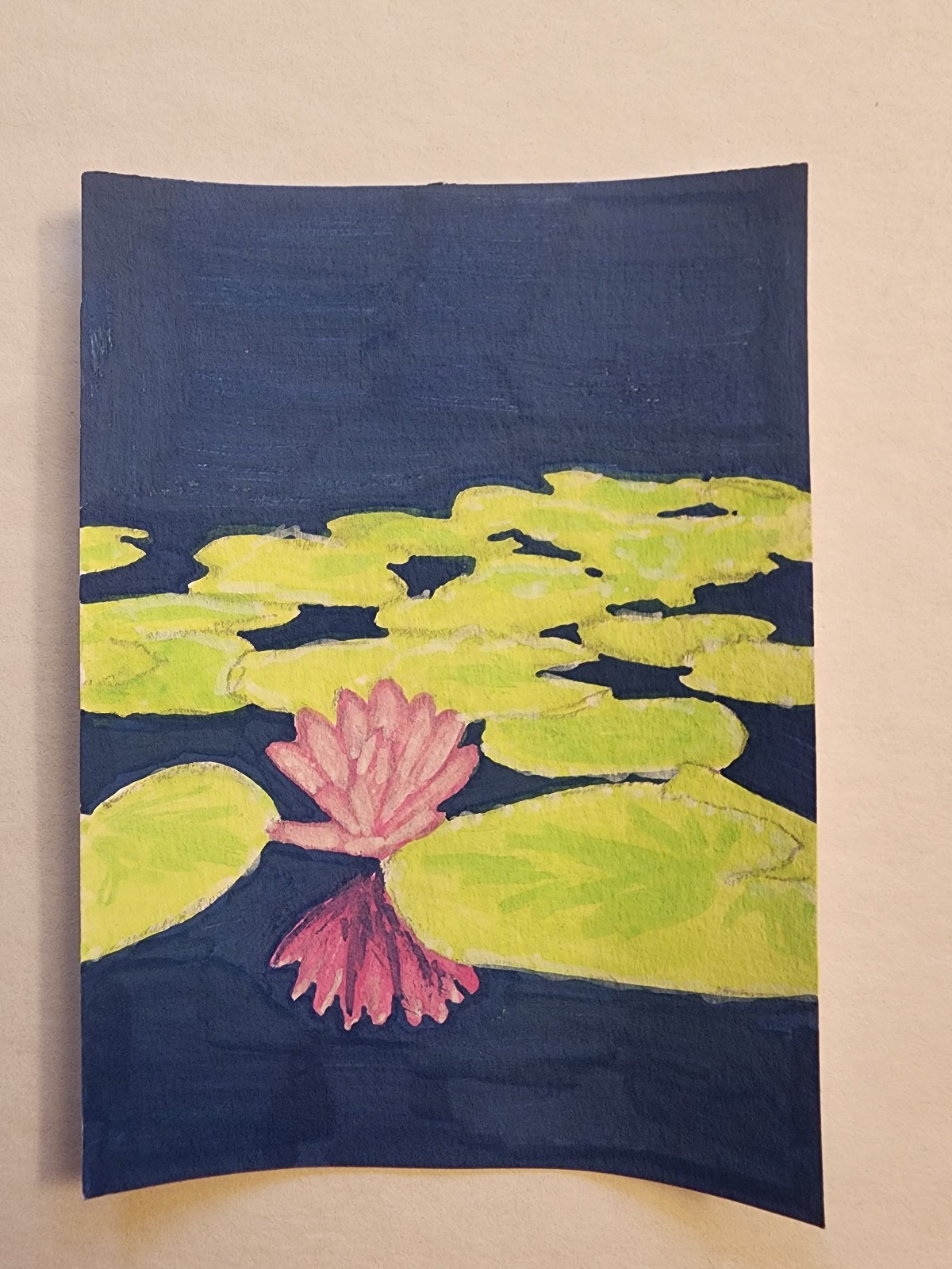 ACEO Original Abstract Acrylic Painting of a Lotus Pond by Kiva