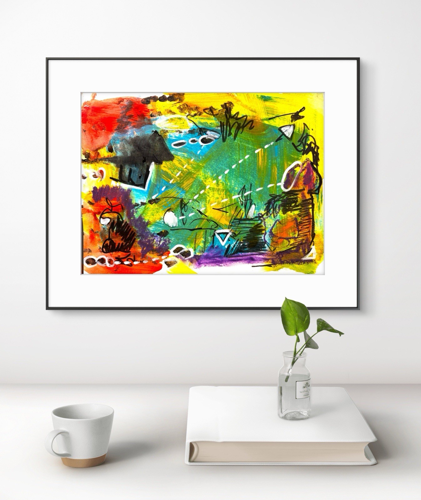 Original Abstract Expressionism 9×12 Primary 2 Handmade Unique Signed Fine Art