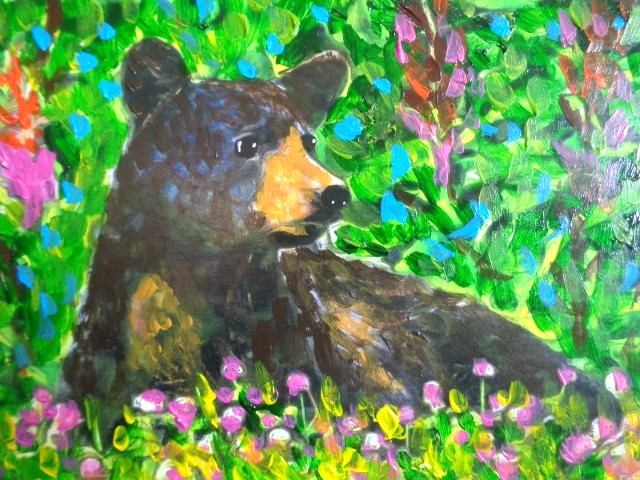 One Of A Kind – WILDLIFE NATURE BLACK BEAR IN THE WILD Abstract Painting ART