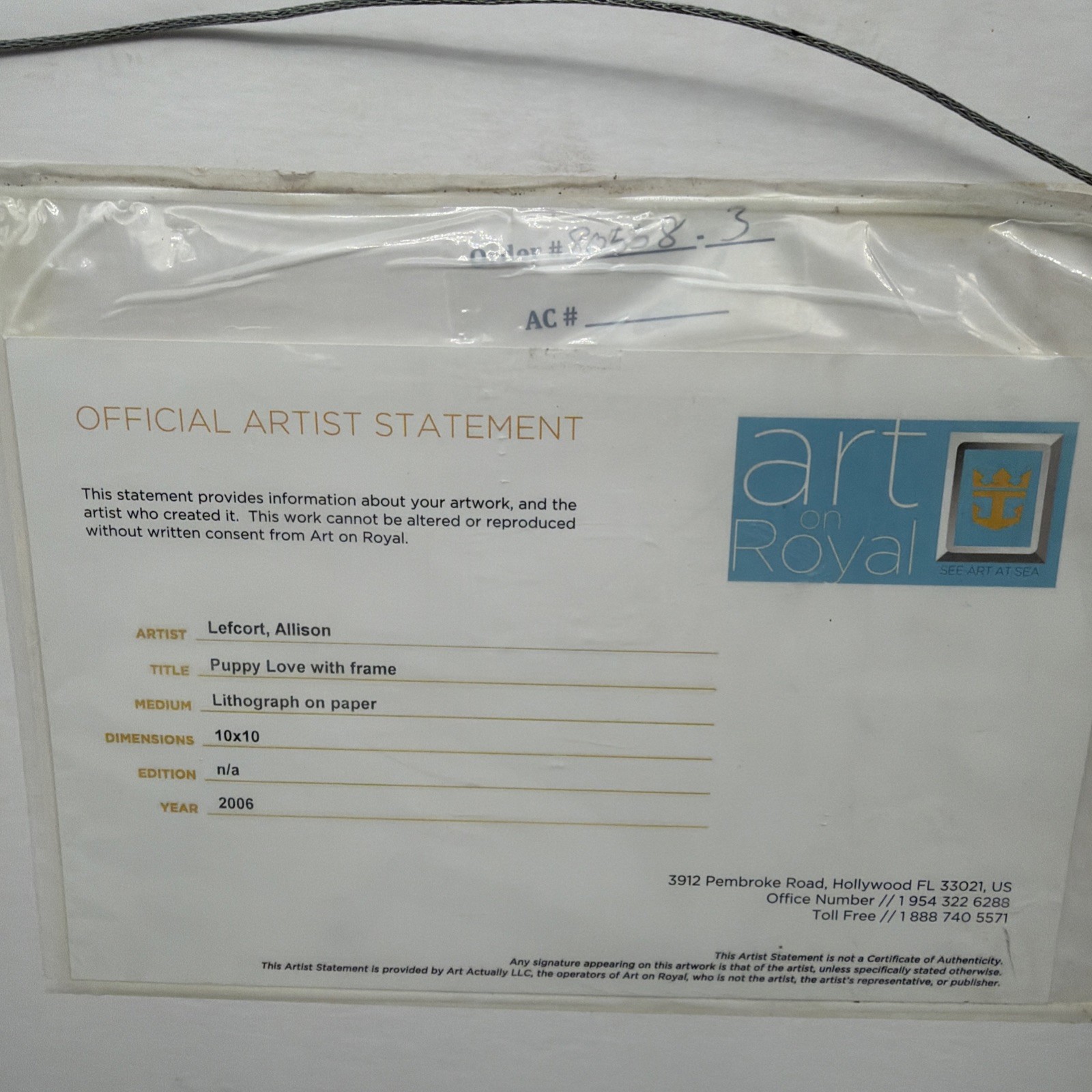 Disney Hand Signed Lady & Tramp Framed Litho Print Puppy Love Allison Lefcort