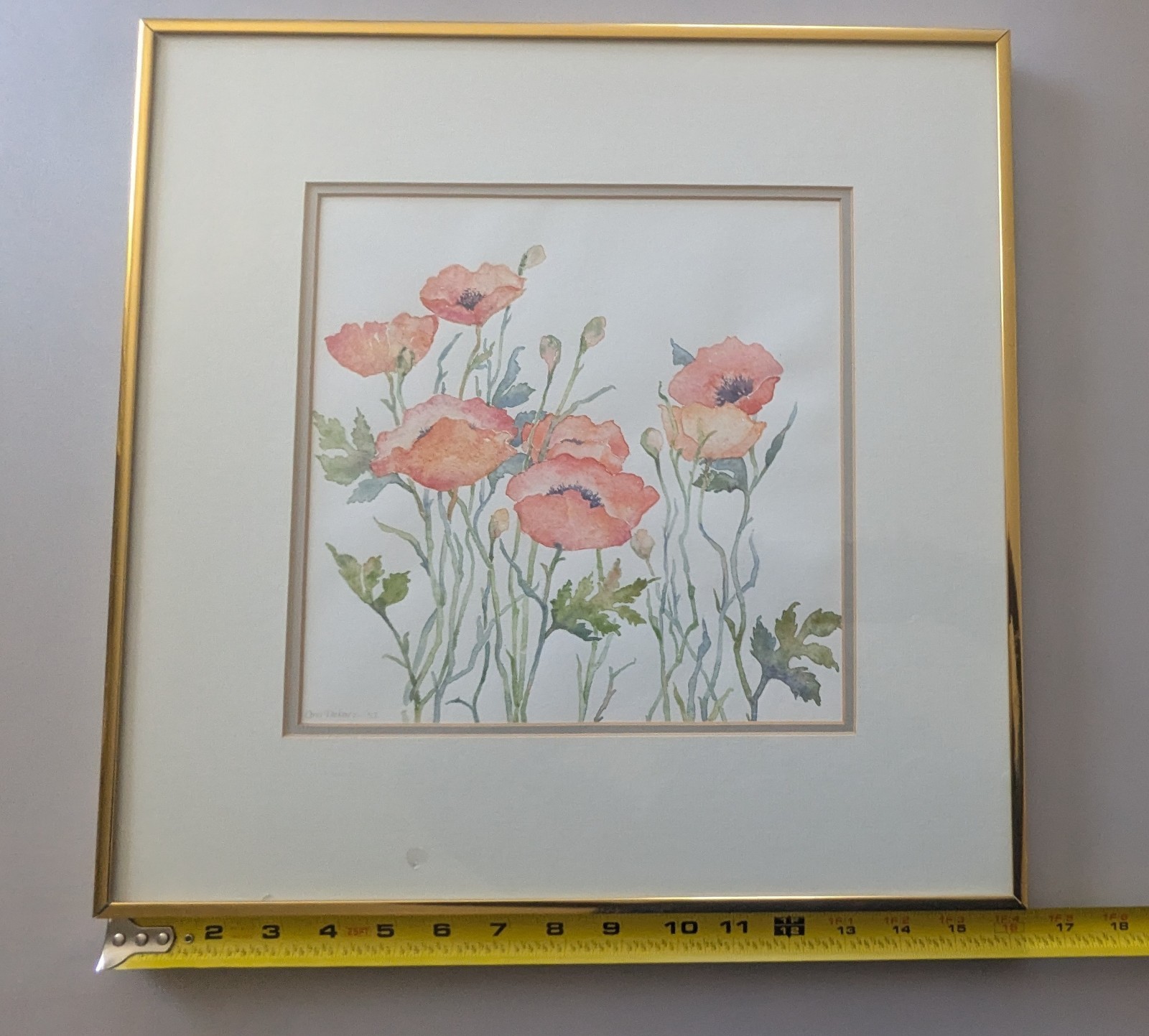 Framed Matted Signed Watercolor Painting By Ann Diekarz 1992 16.25″x16.25″