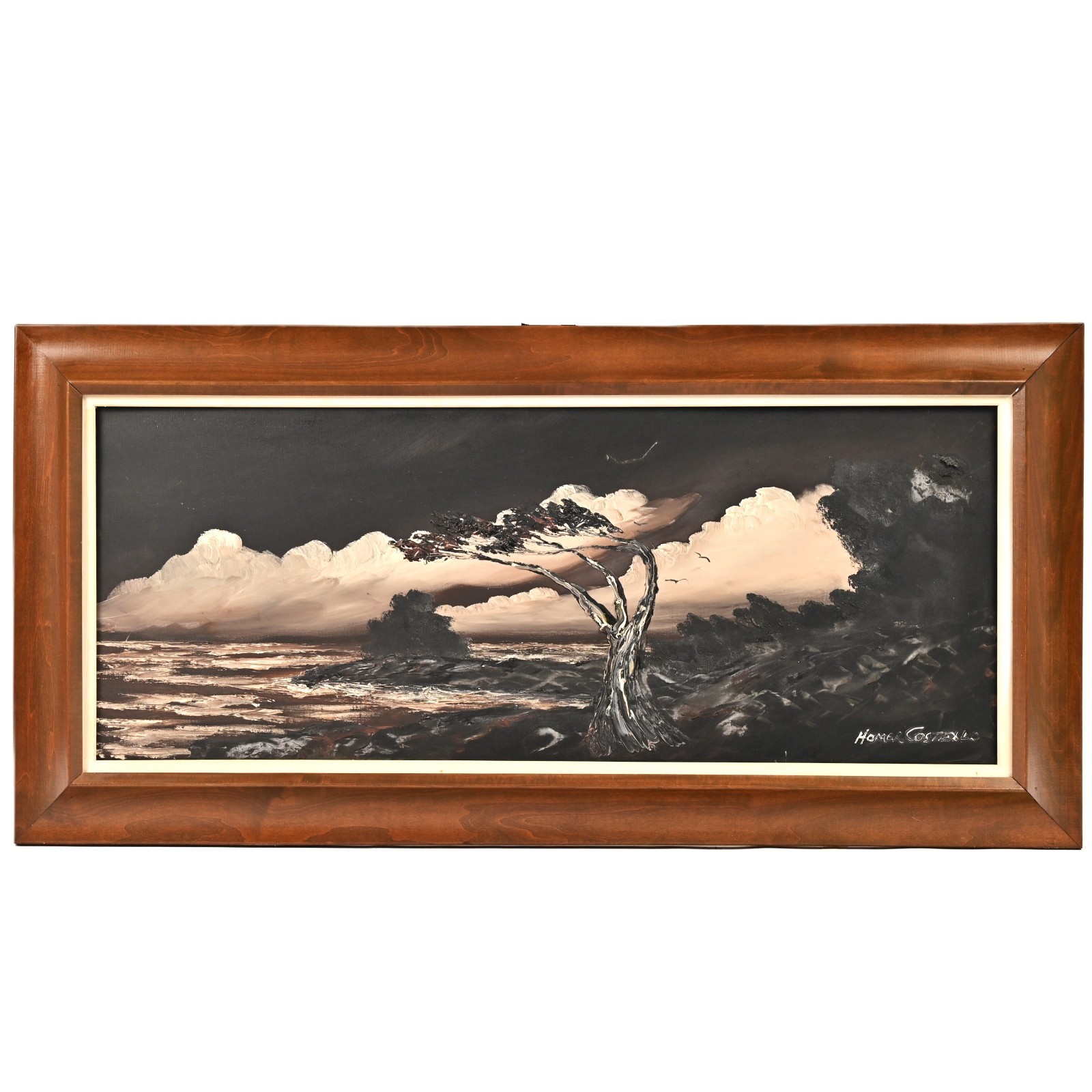 HOMER COSTELLO Original Vintage Signed WPA Night Seascape Ocean Shore Painting