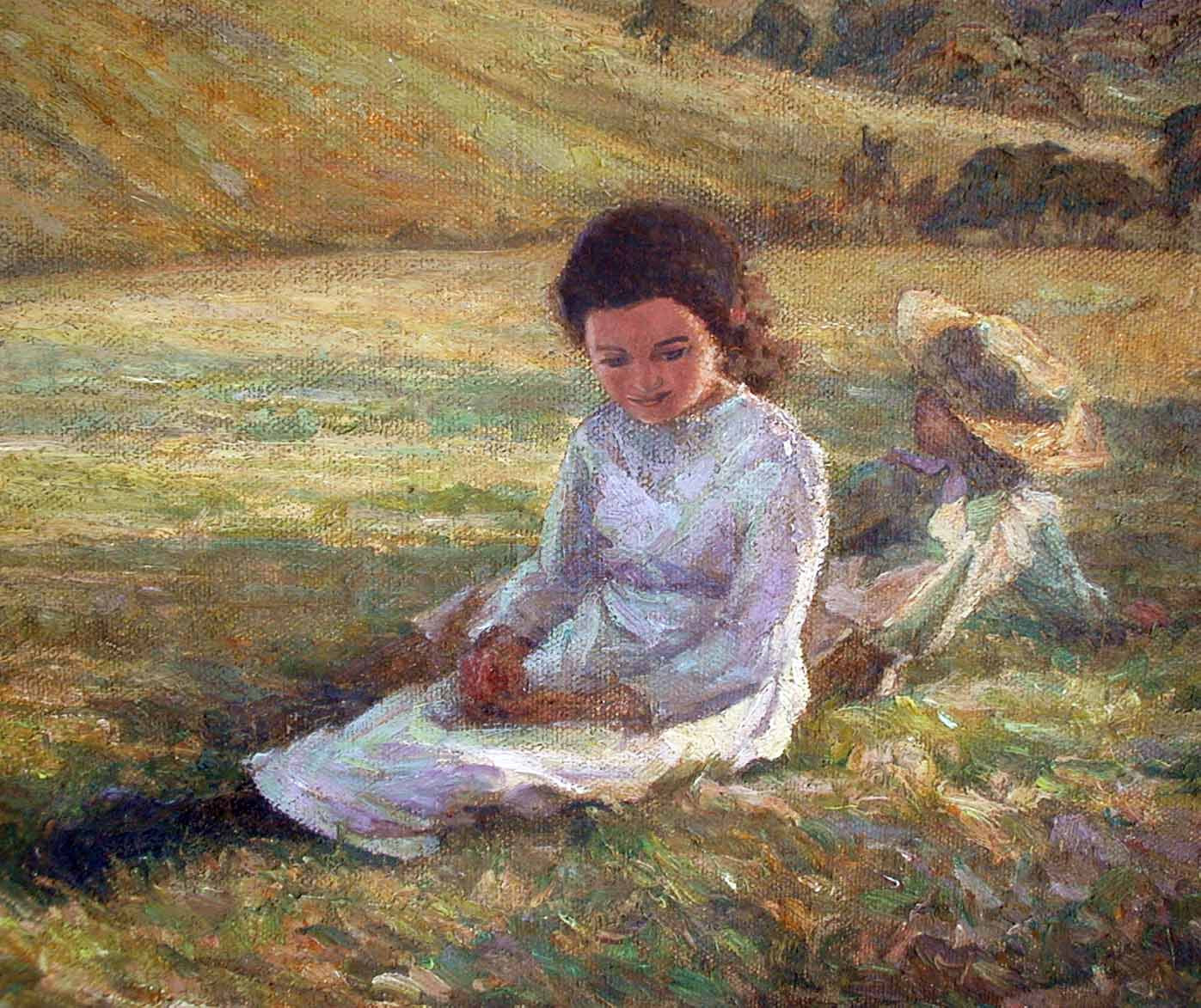 New York OiL EUGENE HIGGINS ‘Farm Children’, 20″ x 24″