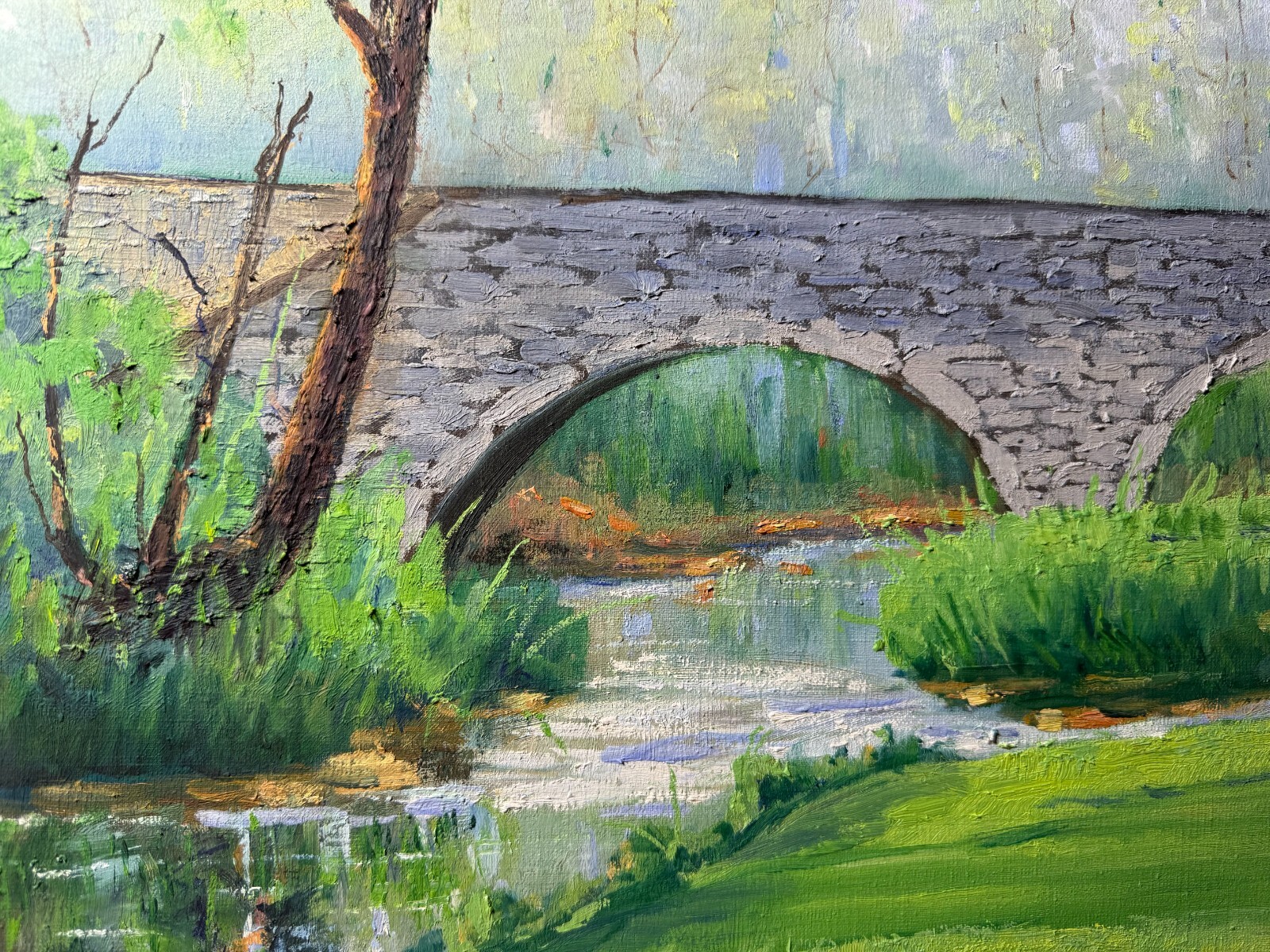 Richard D. Schultz (1915 – 2007) «Stone Bridge, Inwood West VA» Oil Painting