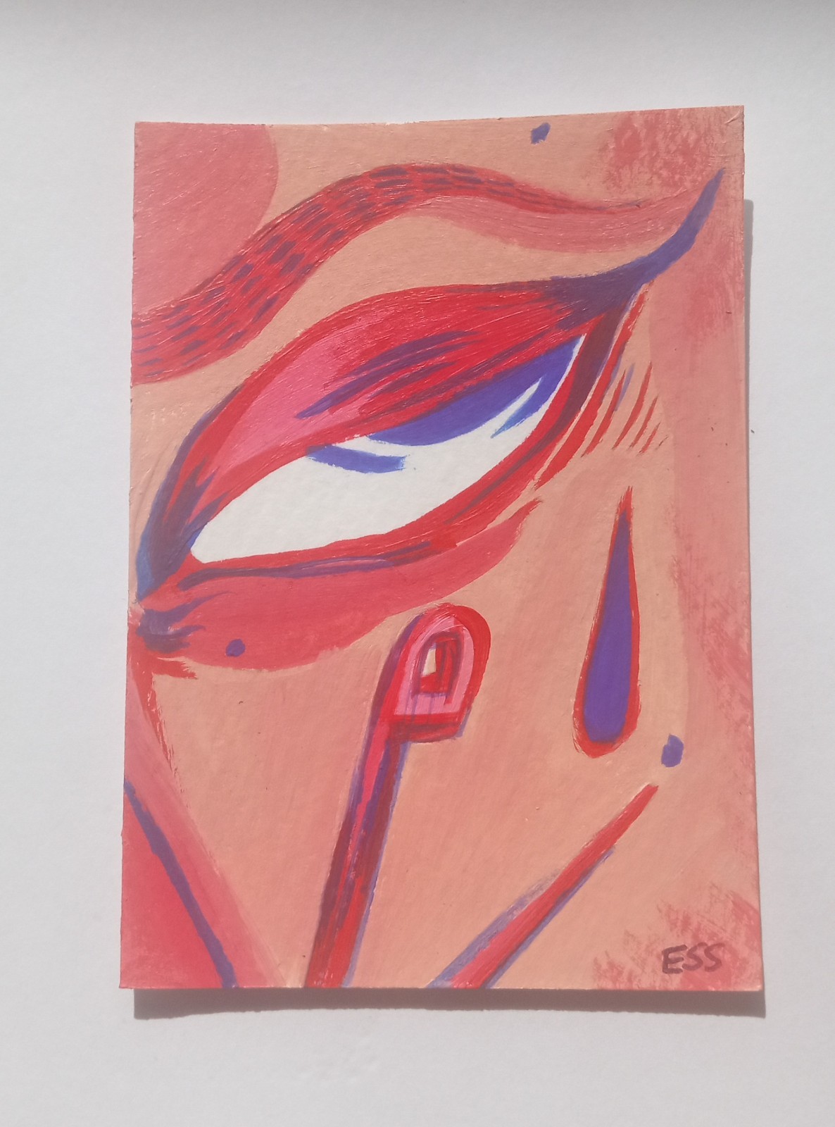 OOAK ACEO Figurative Art Card, Girl Art By ESS22, 3.5 x 2.5 in., Unframed