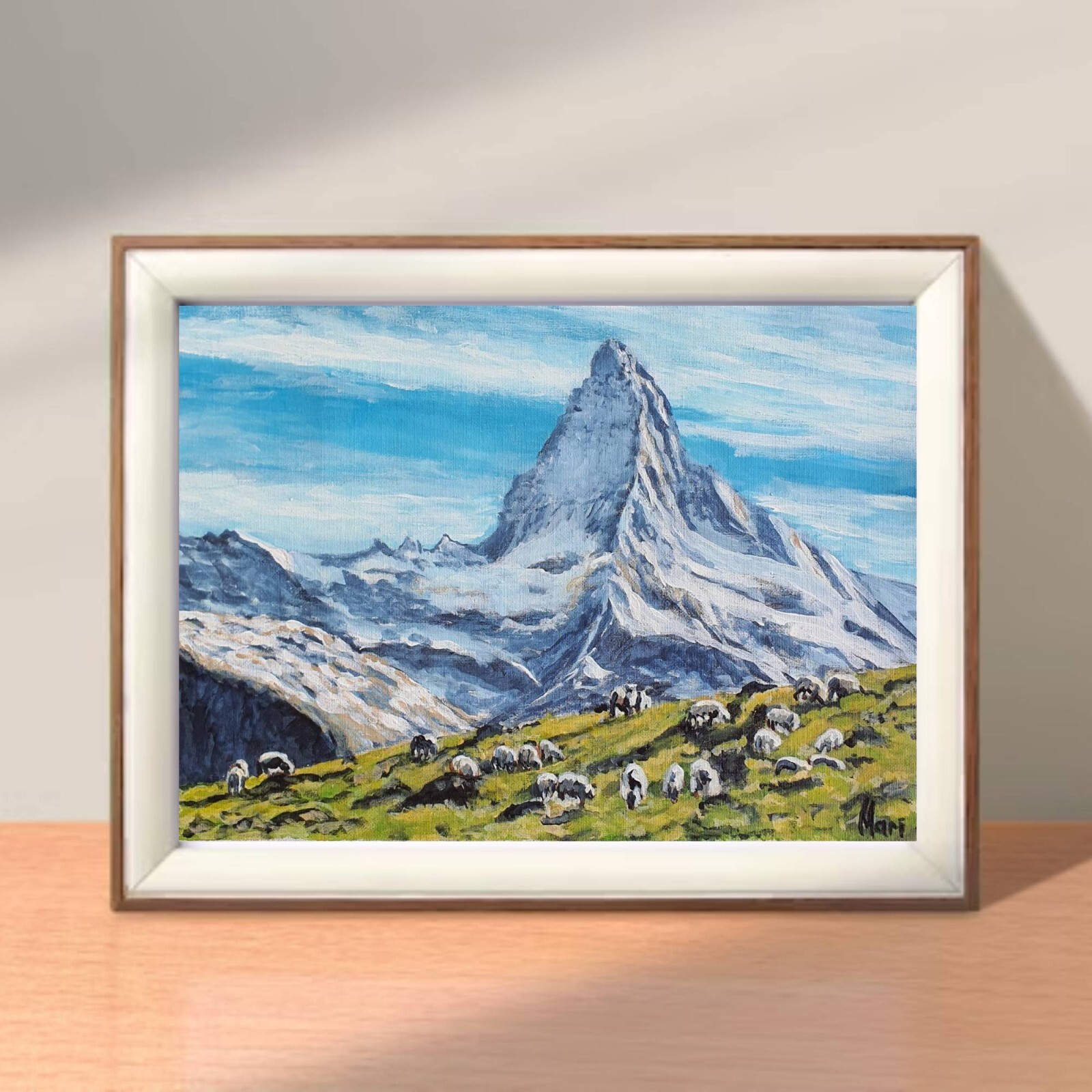 Mountain Landscape Sheep Painting Jackson Hole WY Wyoming Original Wall Artwork
