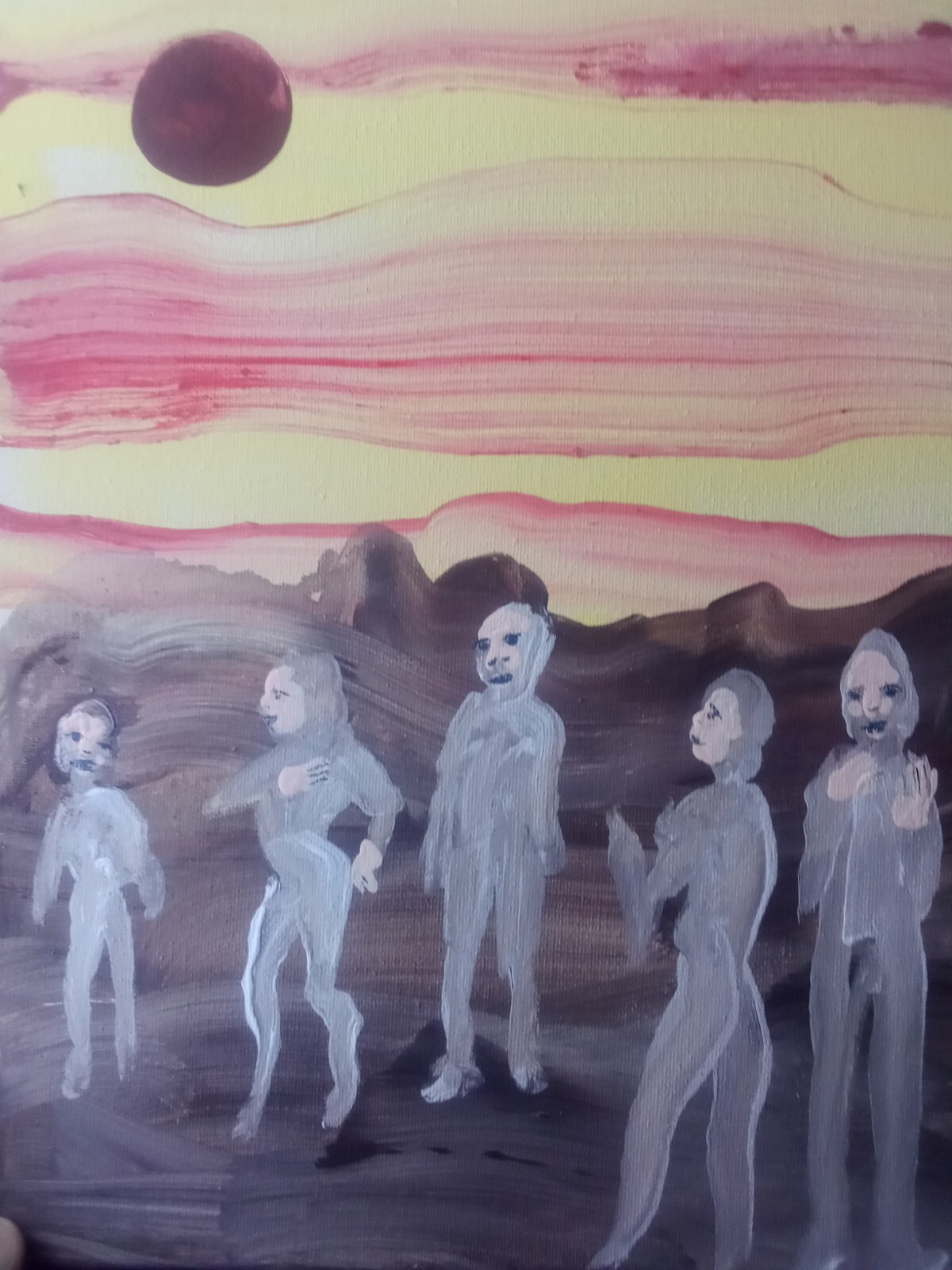 Outer space genre scene of aliens hanging out