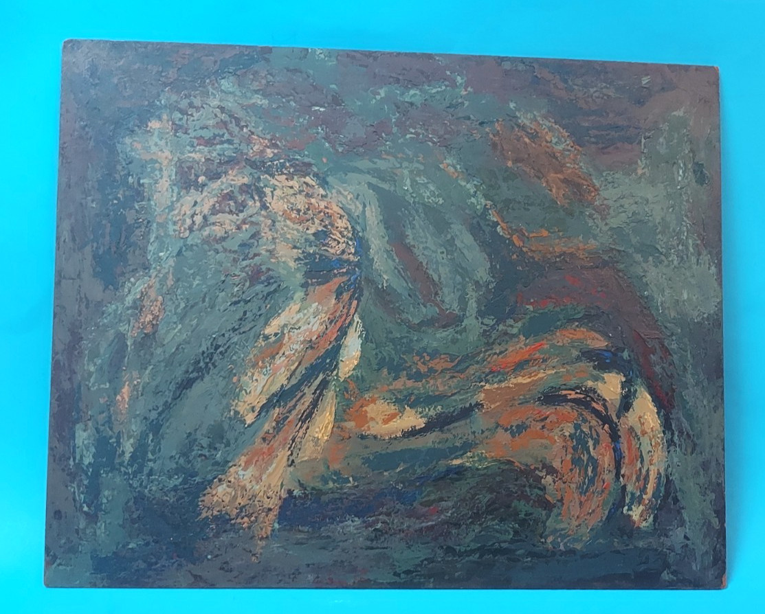 Vintage Old Mid Century Modern Abstract Expressionist Oil Painting