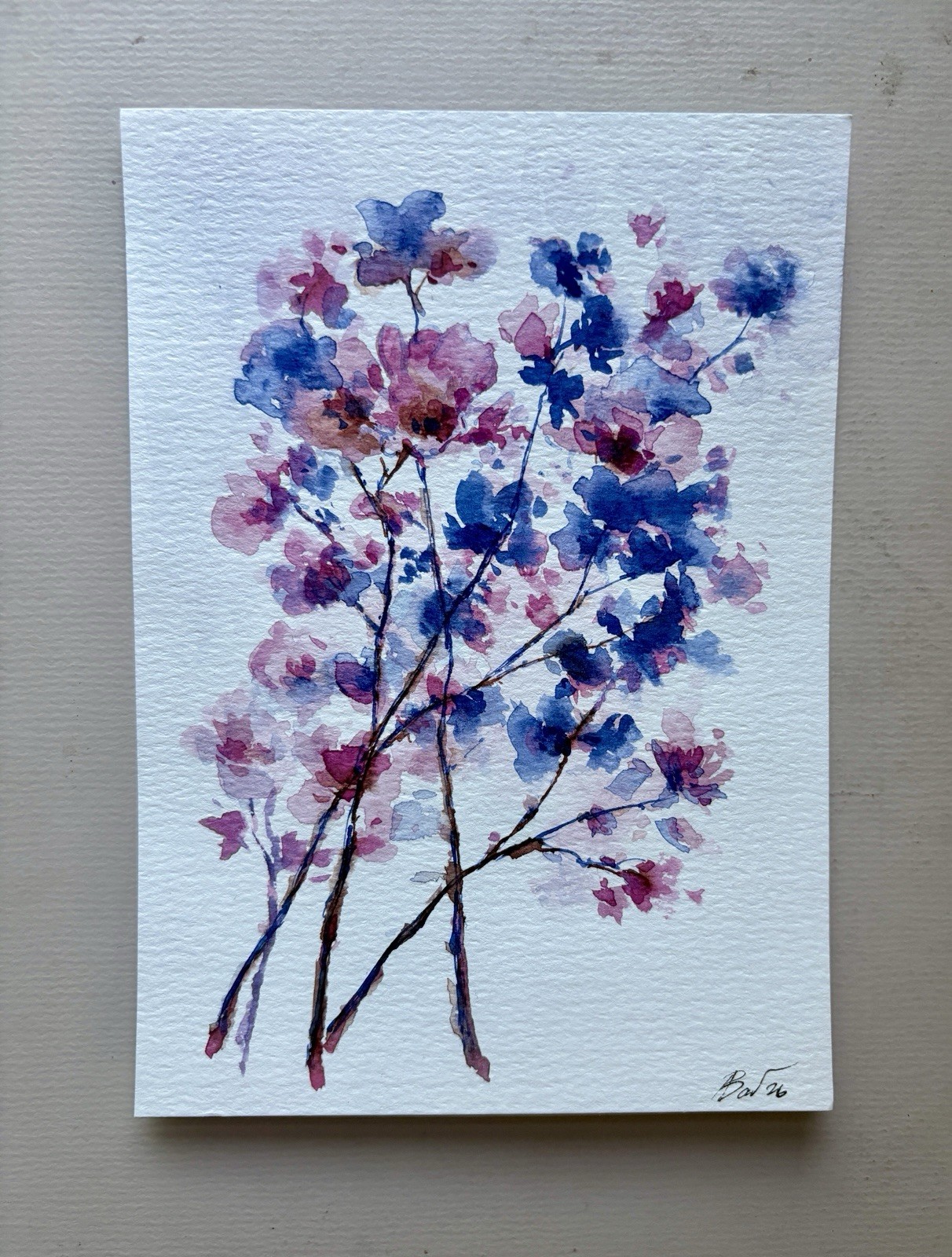 original watercolor painting 7×5 Flowers Floral