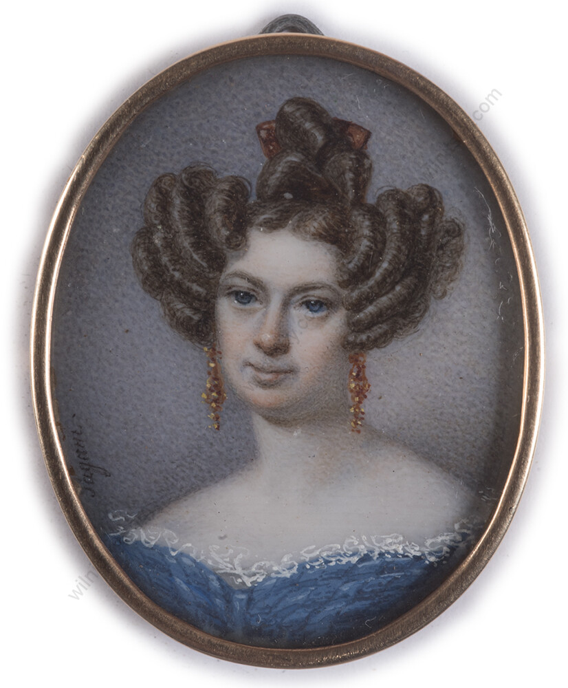 Giovanni Guglielmo Pagani (1801-1882) «Young lady», fine miniature, ca.1830