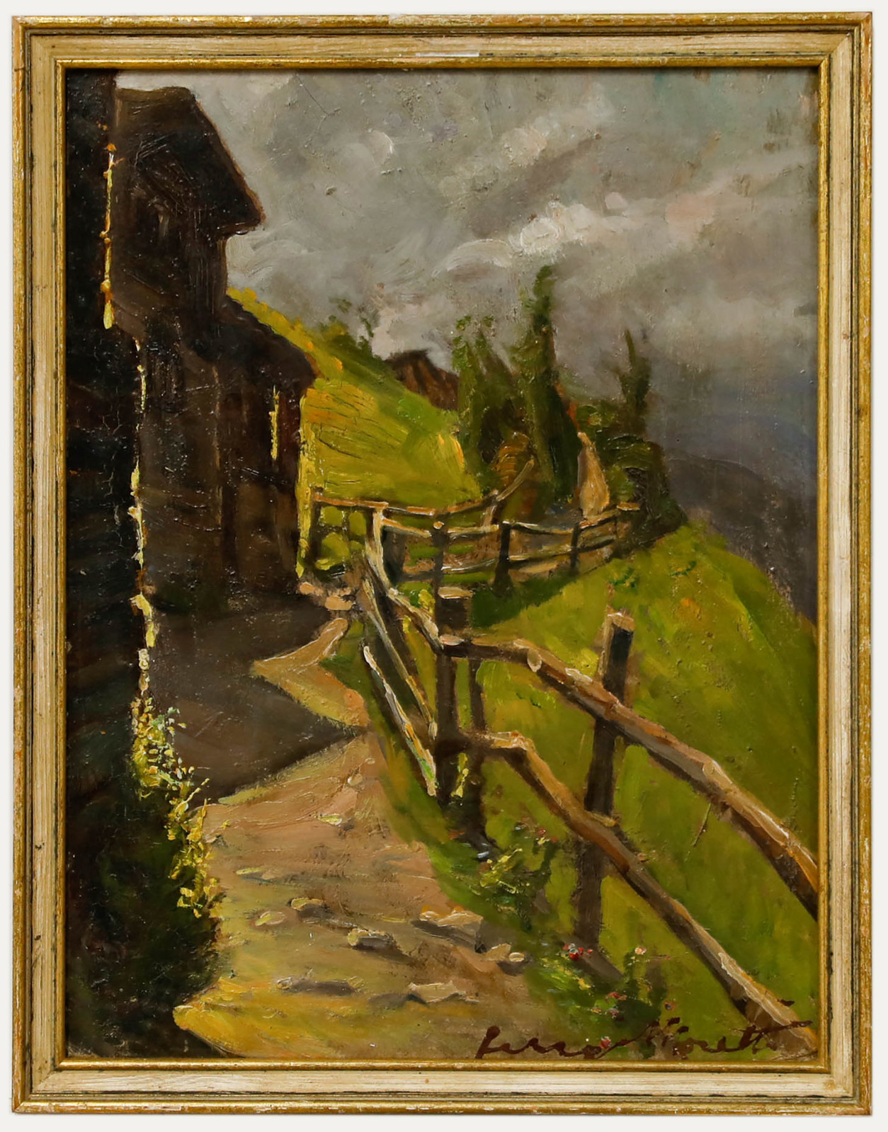 German School Mid 20th Century Oil – Chalet Path