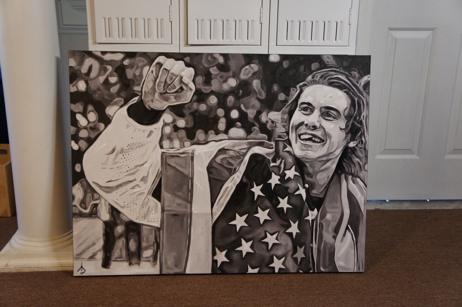 Original Oil Painting, 30”x40” Olympic Gold Medalist Jack Hughes Hockey USA